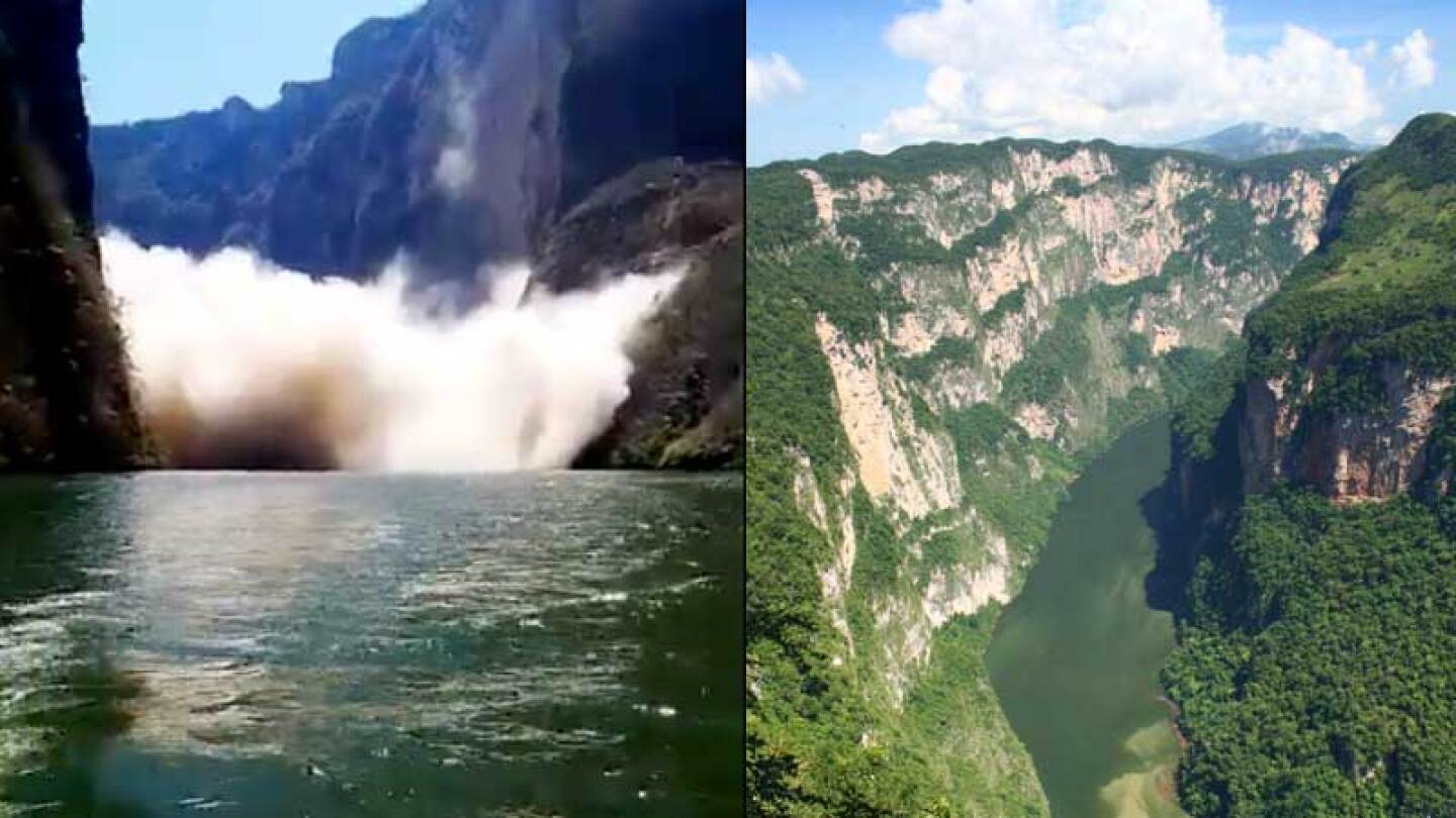 Se presenta derrumbe en el Cañón del Sumidero por sismo