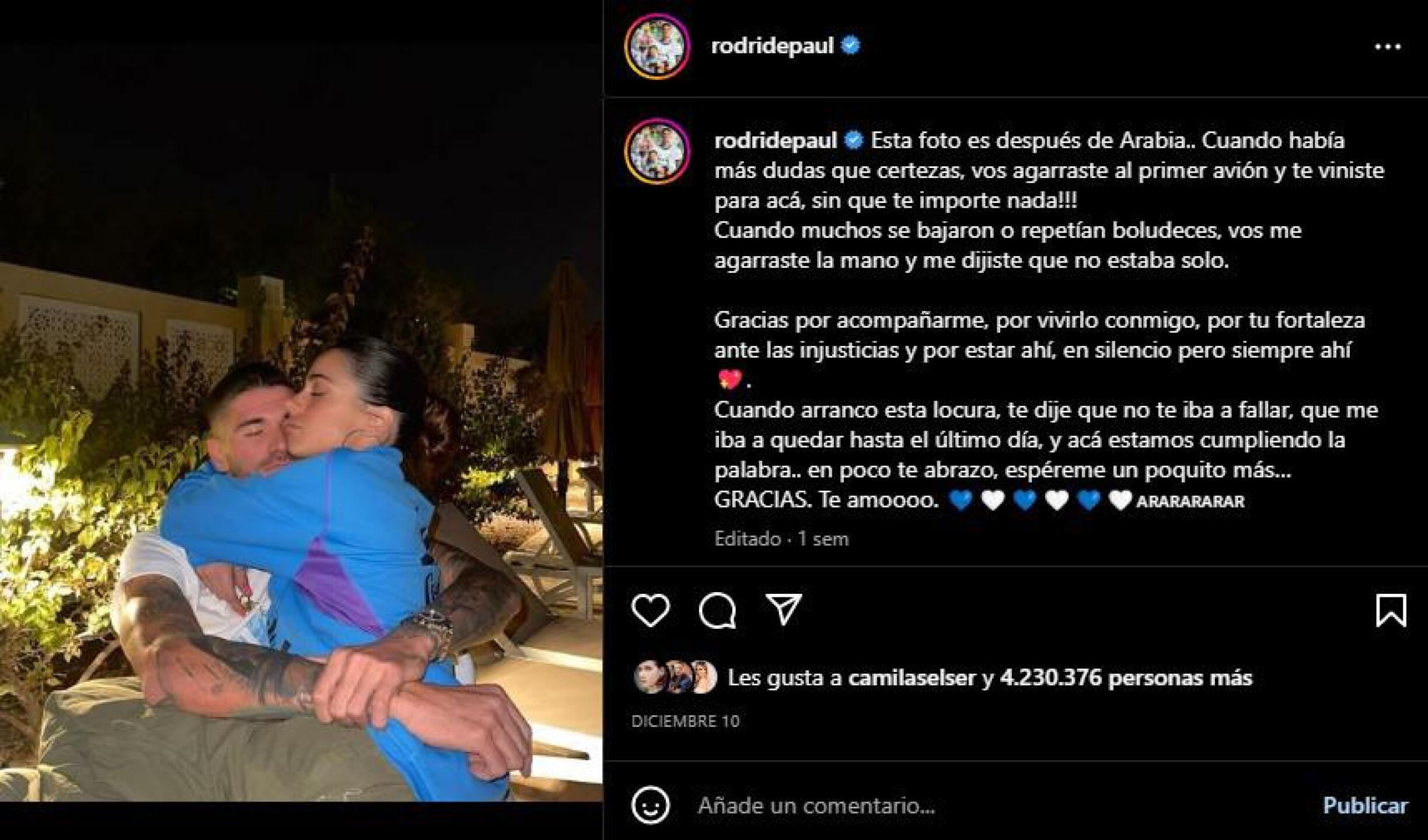 Tini Stoessel felicitó a Rodrigo De Paul, por el triunfo de Argentina ¡Ganó el amor!