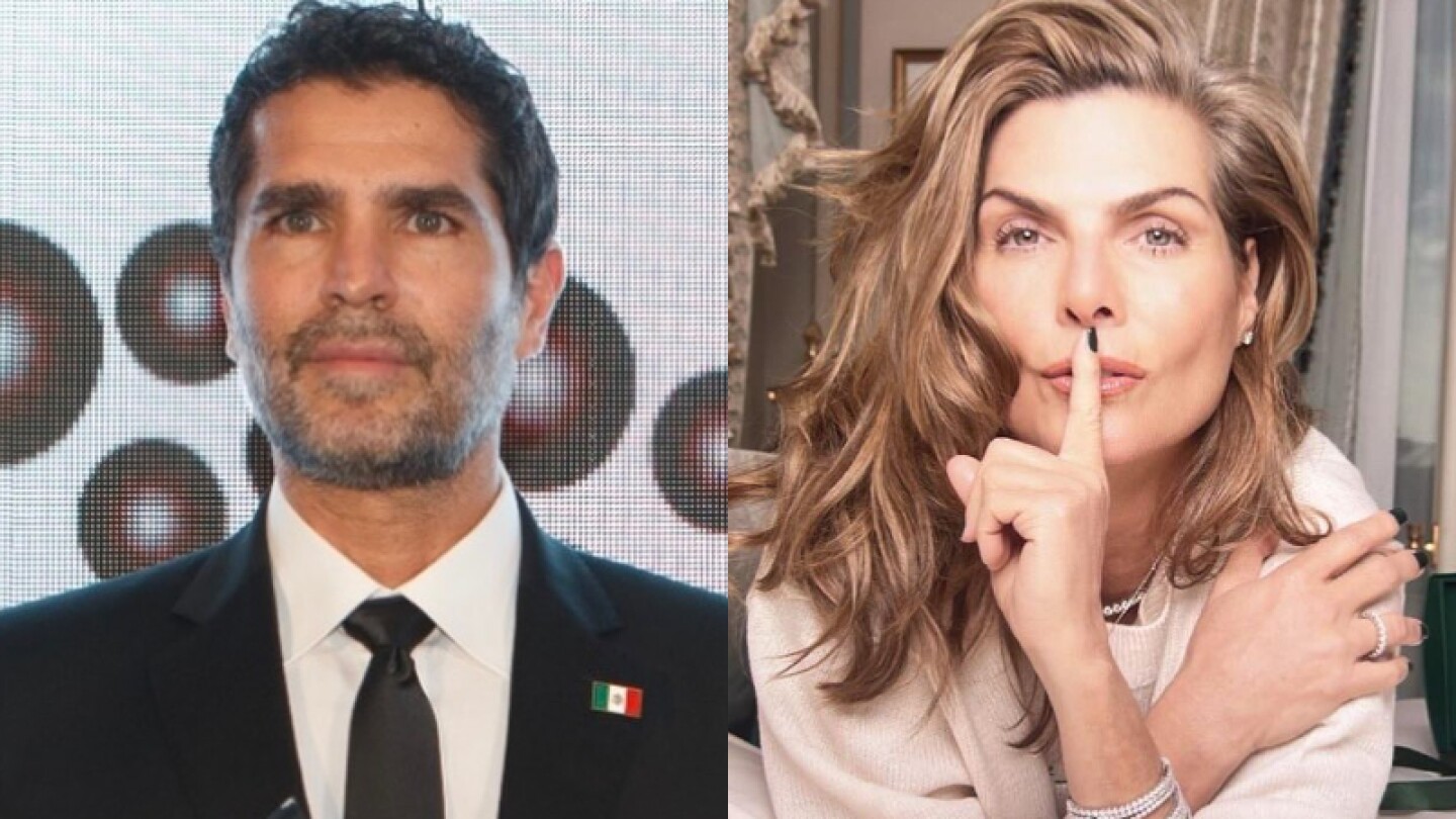 Eduardo Verástegui y Montserrat Oliver haciendo una señal de guardar silencio