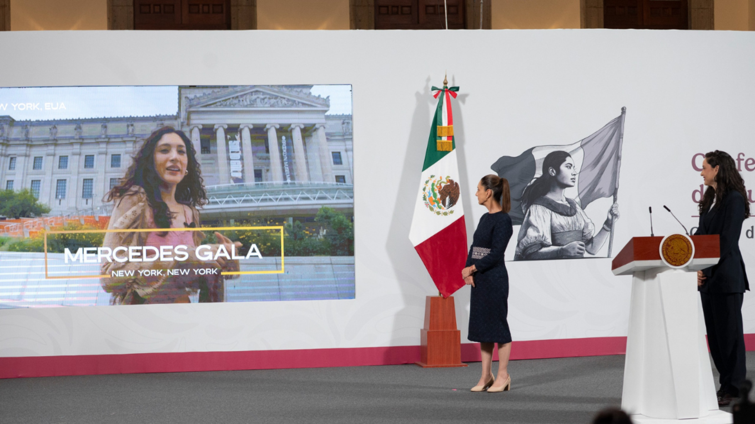 Concurso "México canta por la paz y contra las adicciones", Claudia Sheinbaum, presidenta de México, y Claudia Curiel de Icaza, secretaria de Cultura