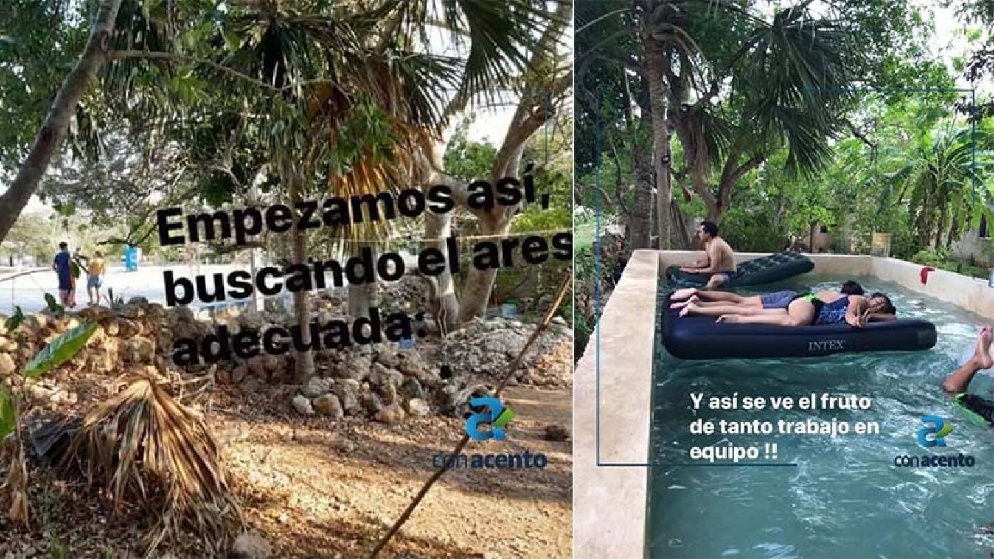 Familia Yucateca Cárdenas Cuarentena Alberca Piscina Patio Tiempo Libre Trabajo en Equipo