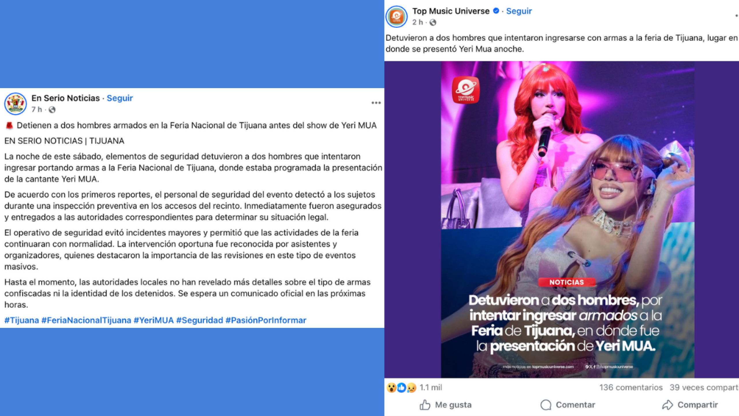 Yeri MUA, Feria de Tijuana detenidos