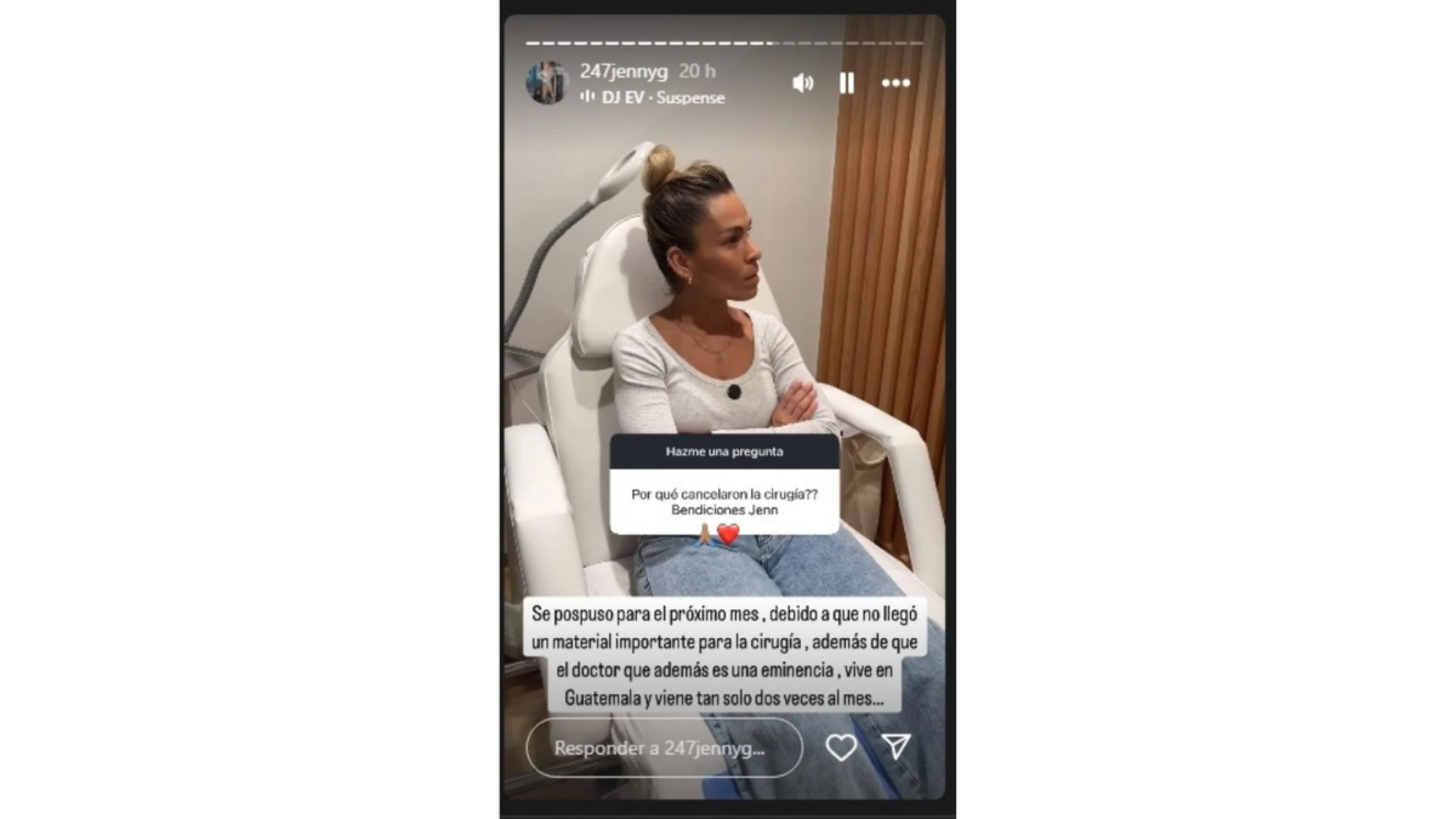 Jenny García sufre complicación en su cirugía