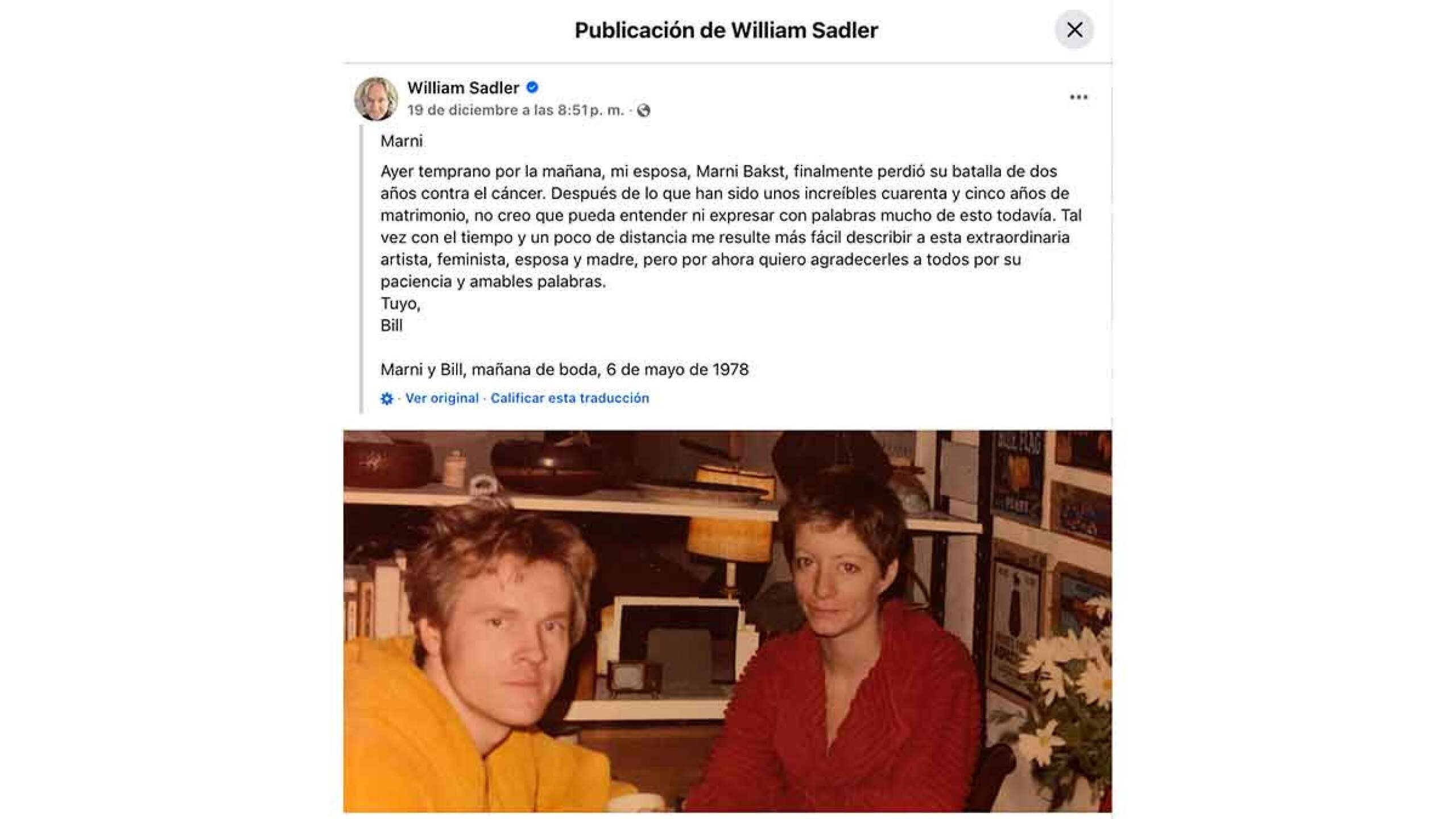 William Sadler enfrenta la perdida de su esposa