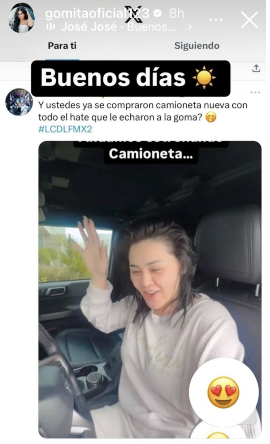Gomita se compra camioneta