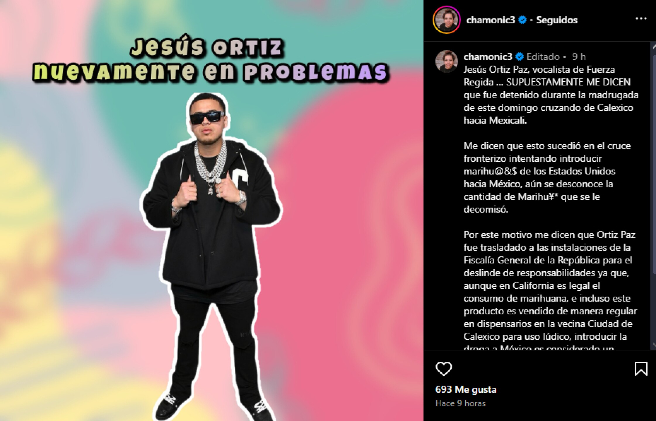 Vocalista de Fuerza Regida es detenido