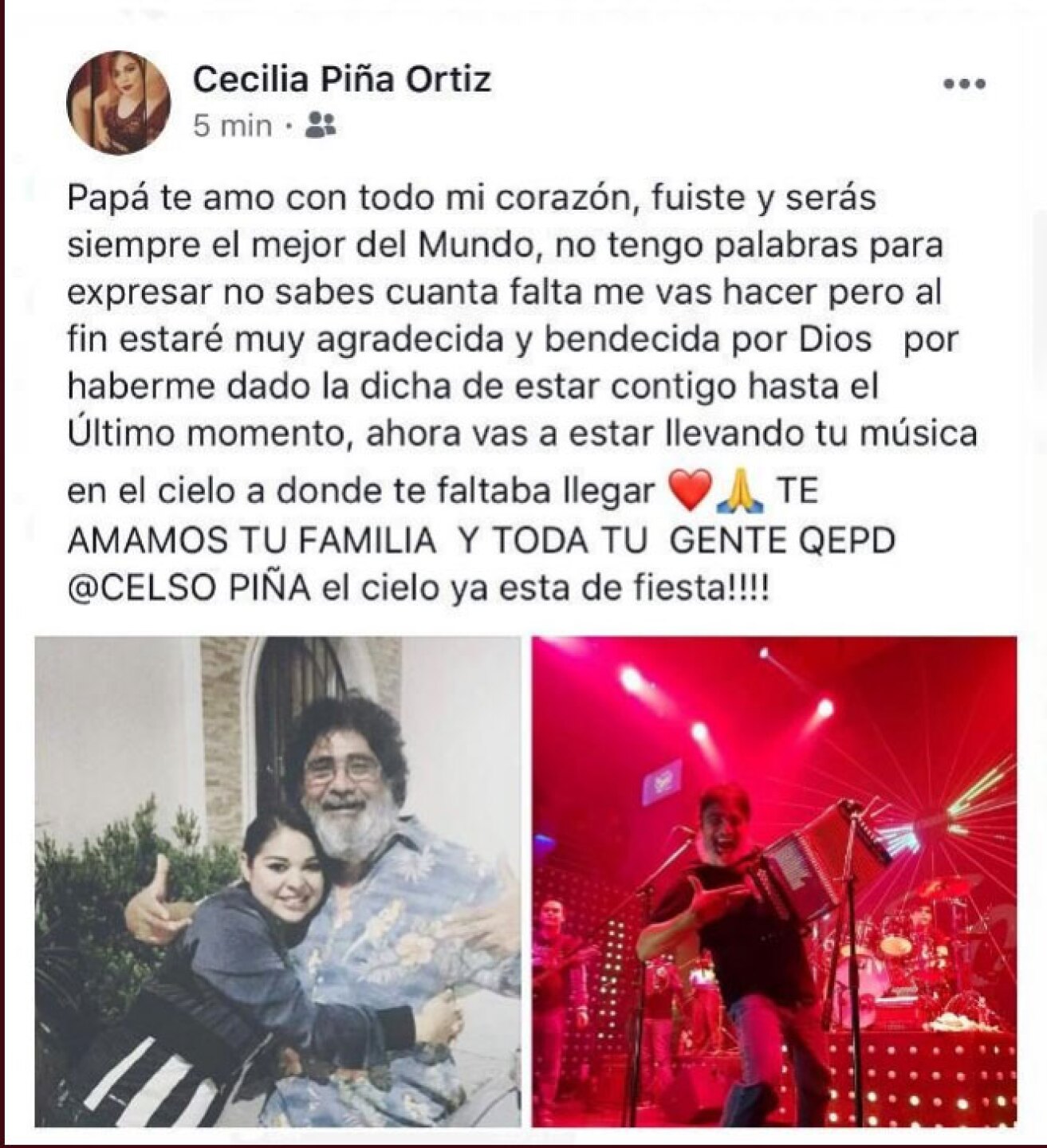 Asimismo, el último mensaje de Celso en Twitter fue: "No hay quien se resista a la cumbia".