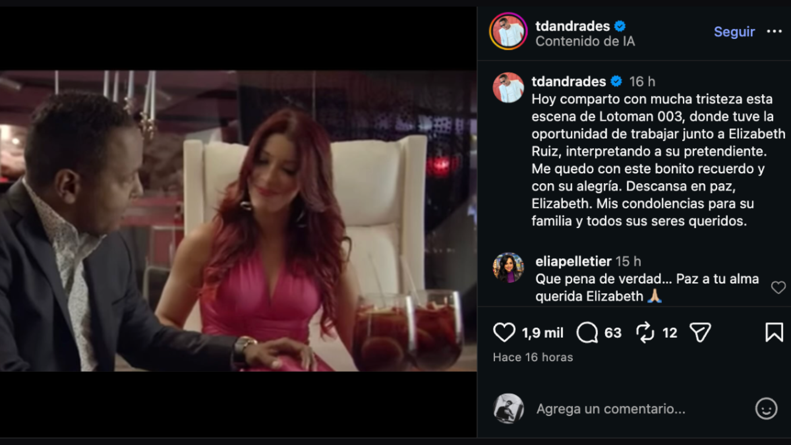 Despiden a la actriz Elizabeth Ruiz