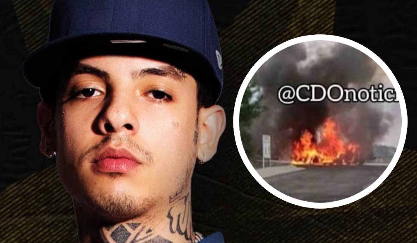 Natanael Cano se incendia su camioneta, reportan
