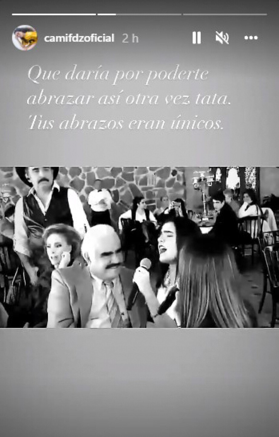 Vicente Fernández y Camila Fernández en una fiesta