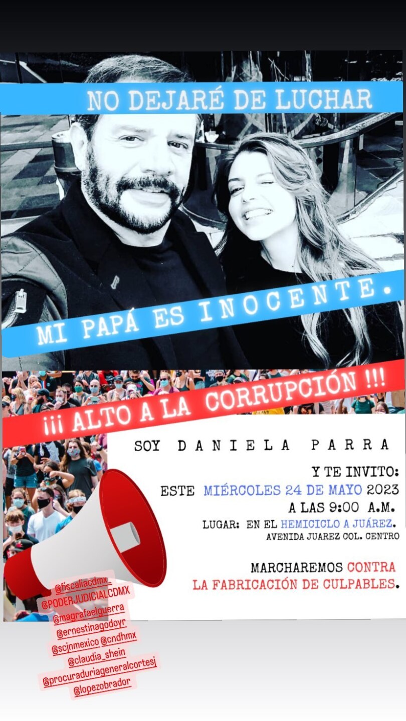 Daniela Parra convoca a una marcha a favor de la su padre