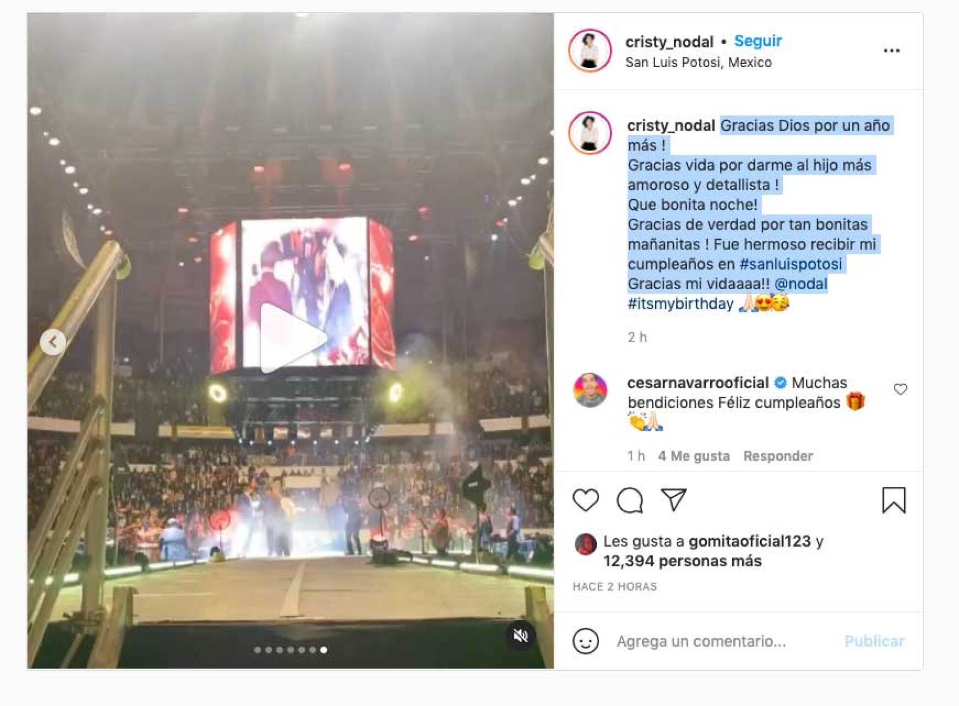 Cristy le agradeció a su hijo por el gesto de amor