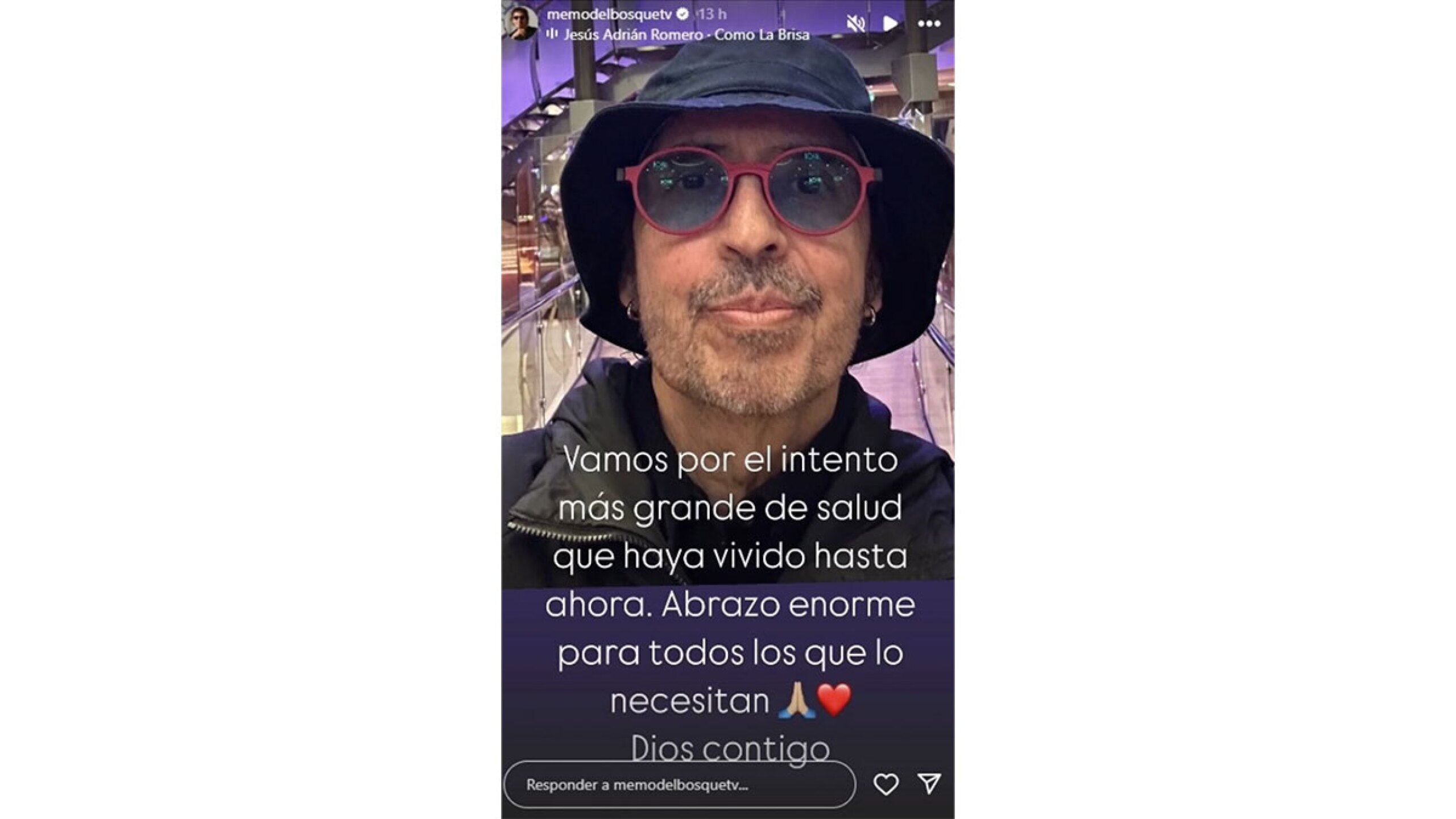 Mensaje de Memo del Bosque sobre su salud