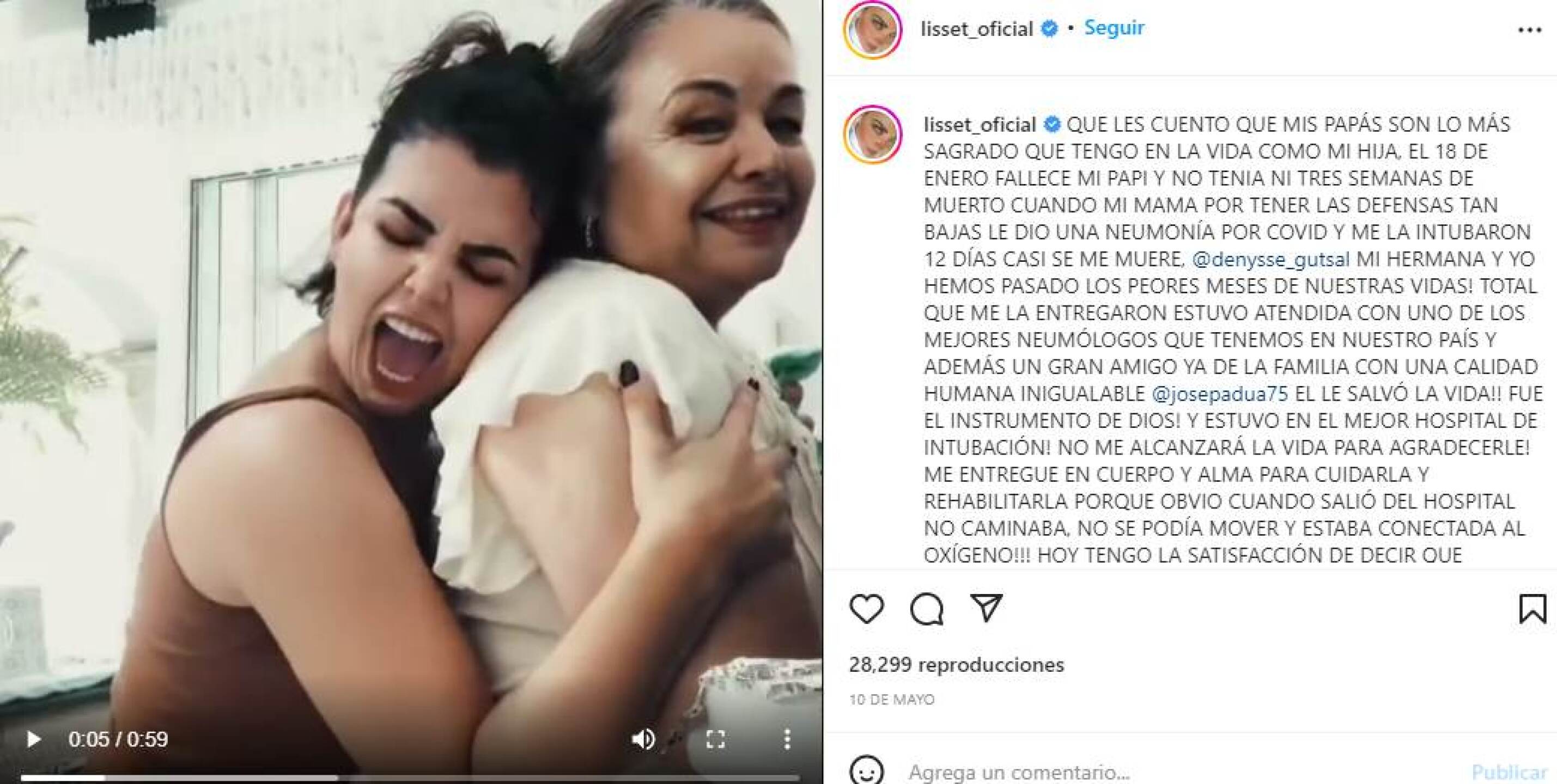 La actriz ha demostrado su cariño a sus padres mediante redes sociales