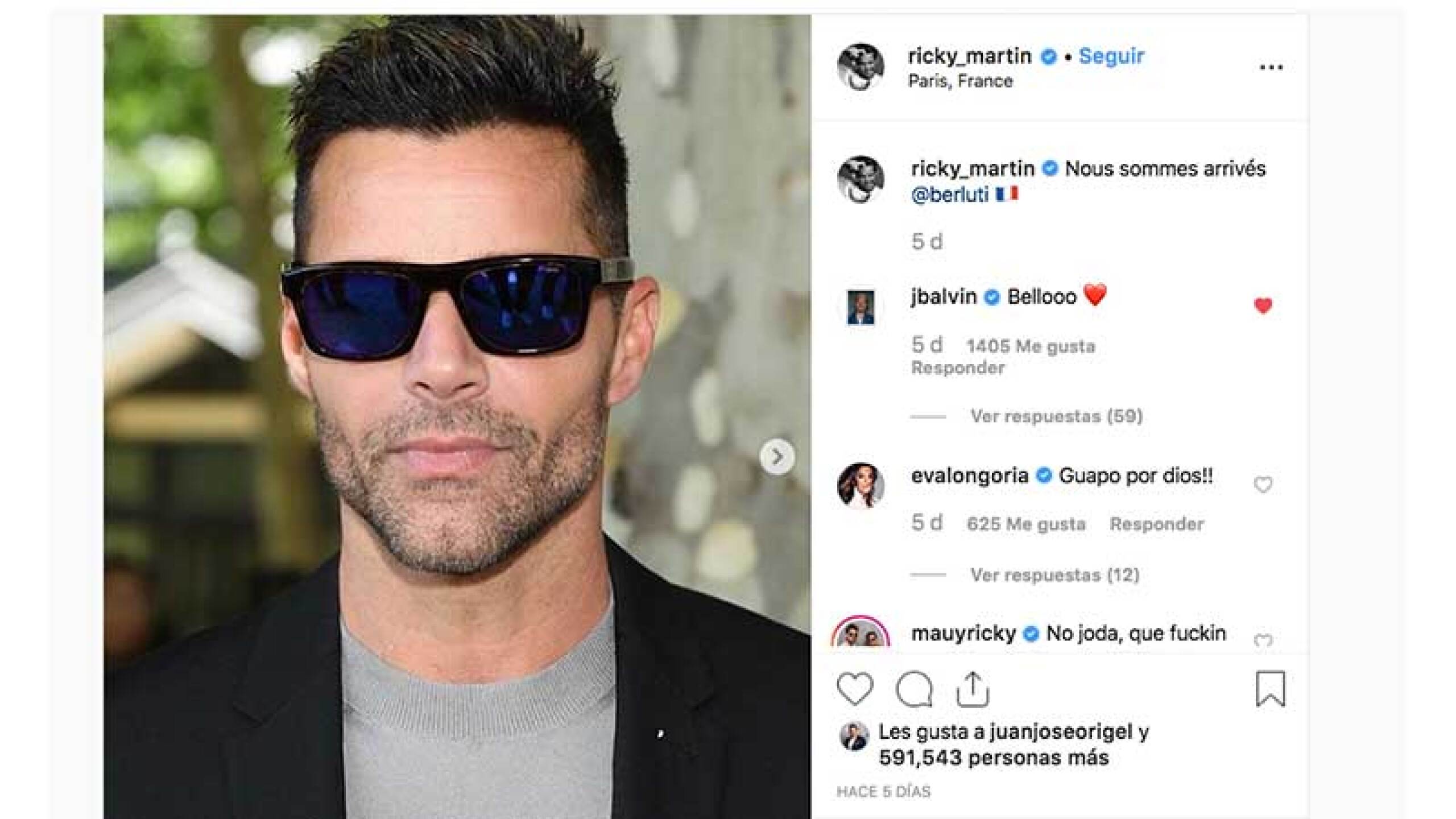 Ricky Martin sube foto donde le escriben piropos