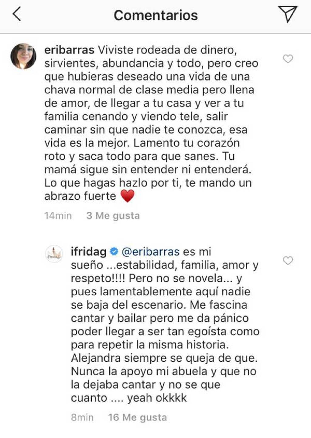 Luego del mensaje que le envió, Frida Sofía sigue con los ataques a su mamá