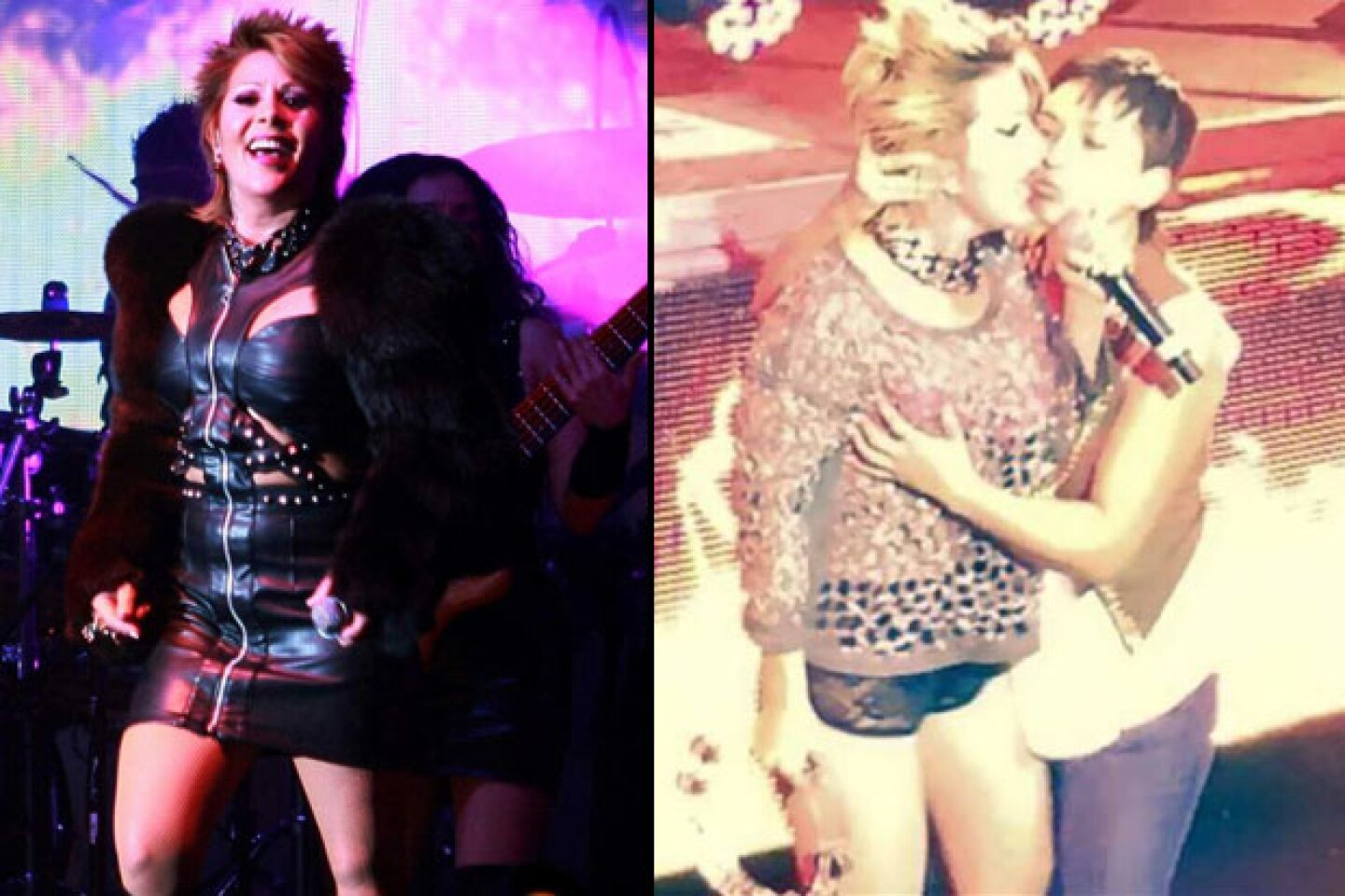 Alejandra Guzmán daba su show de costumbre, pero una fan buscó tenerla muy cerquita (imagen derecha).