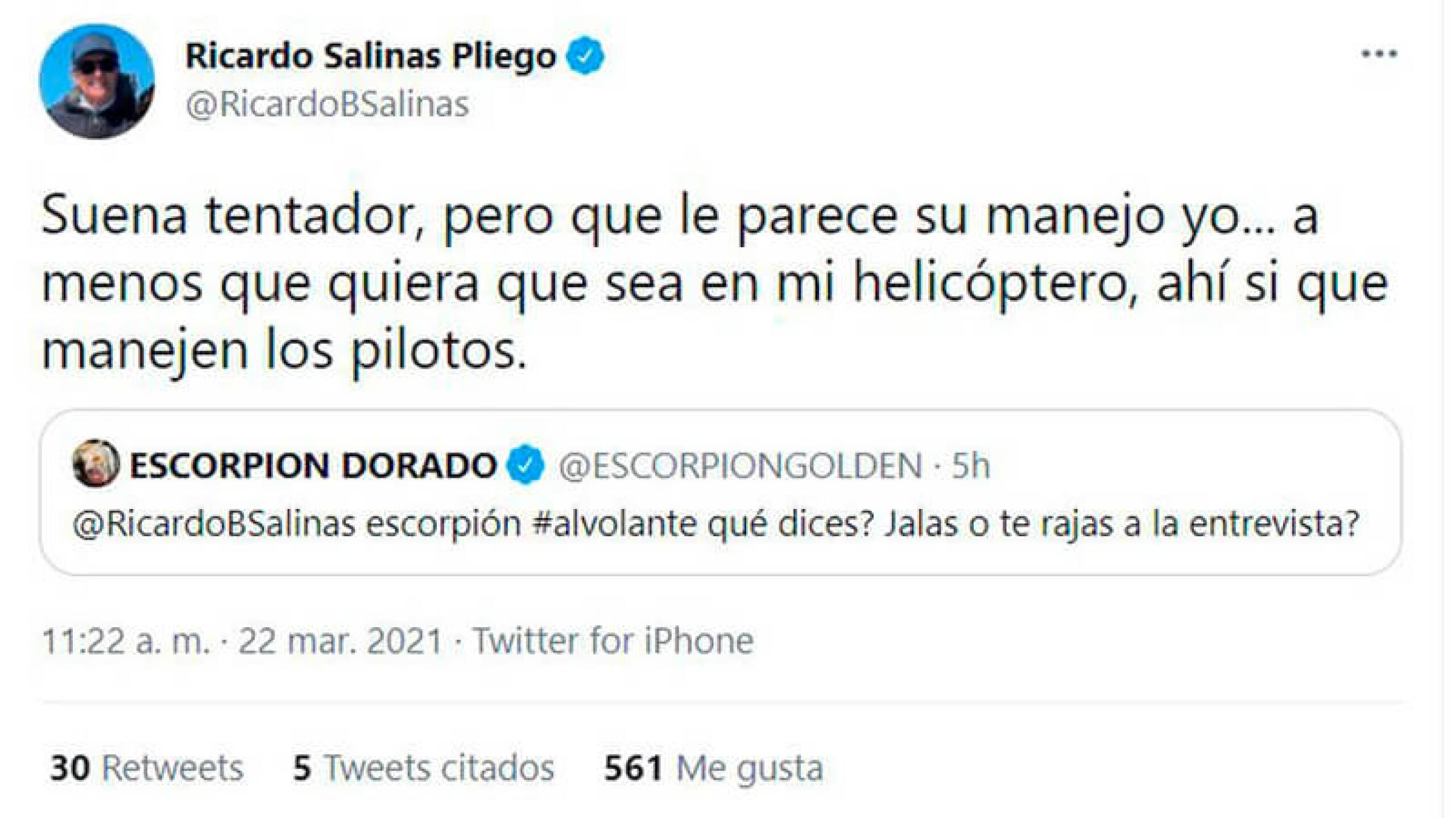 Escorpión Dorado invita a Ricardo Salinas a su programa