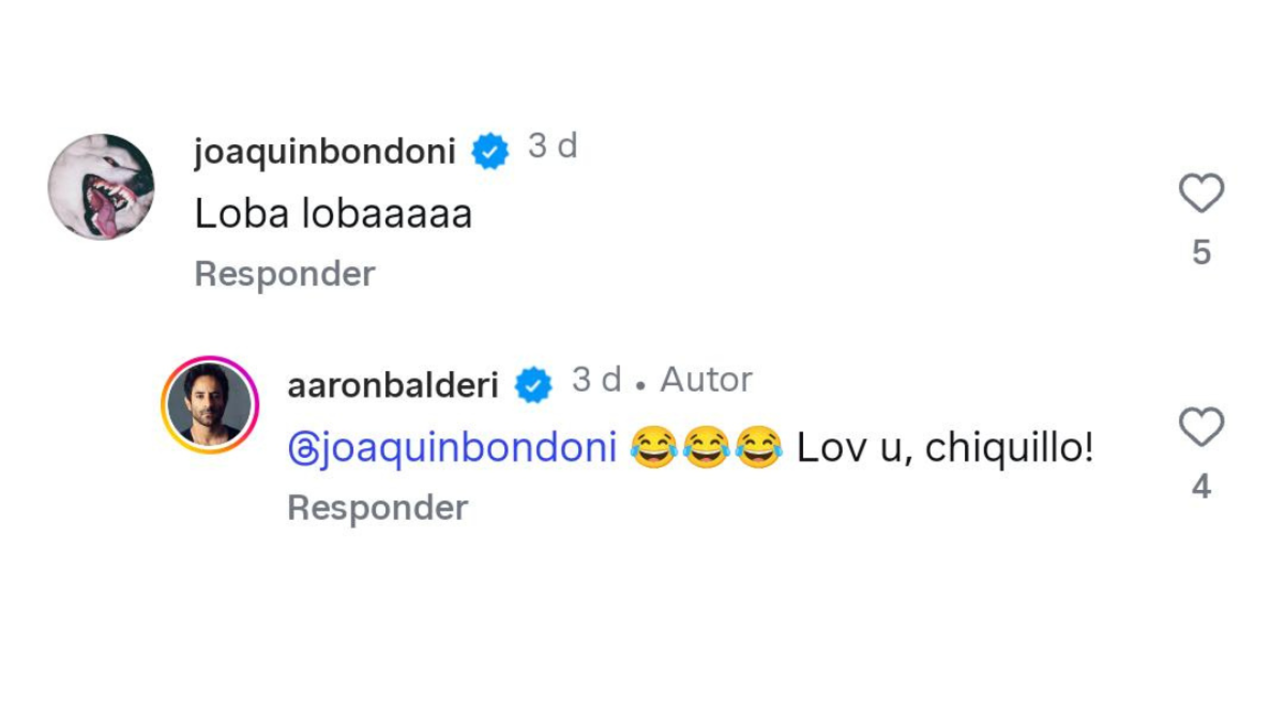 Piropos entre Joaquín Bondoni y Aarón Balderi.