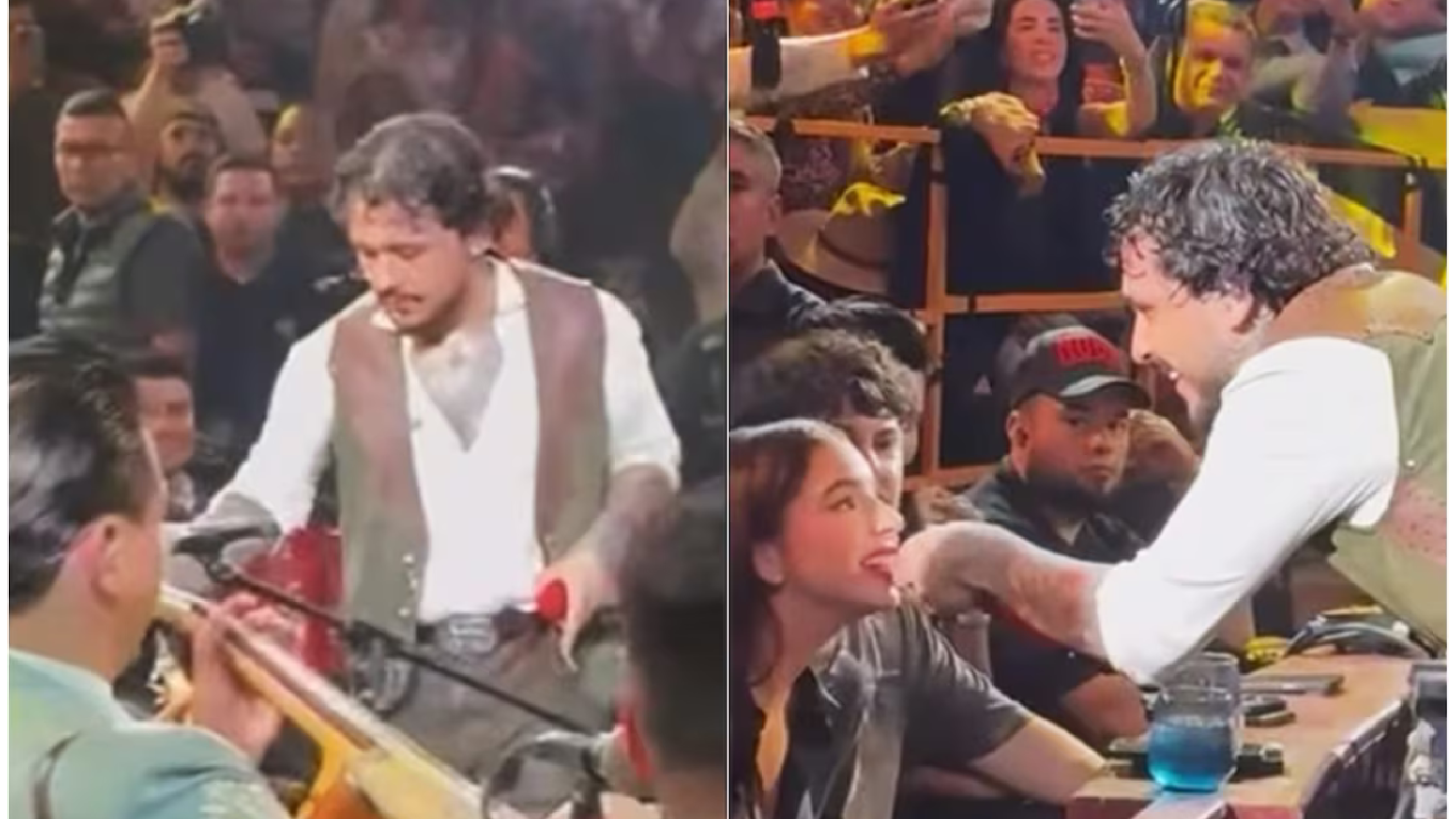 Christian Nodal y Ángela Aguilar cantando juntos