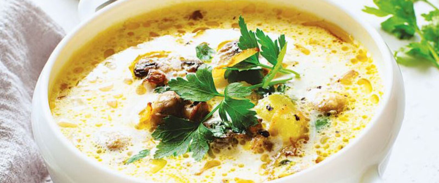 Crema de queso con hongos.
