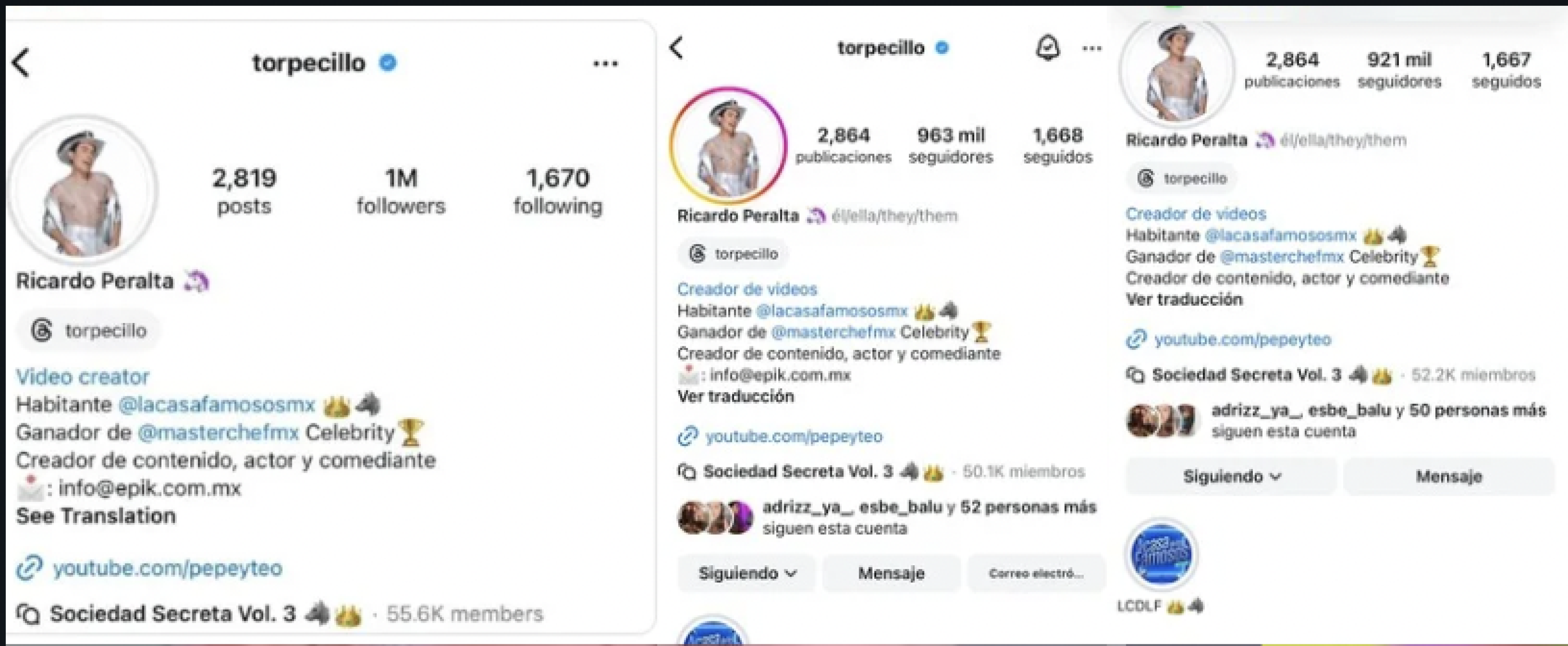 ricardo peralta pierde seguidores