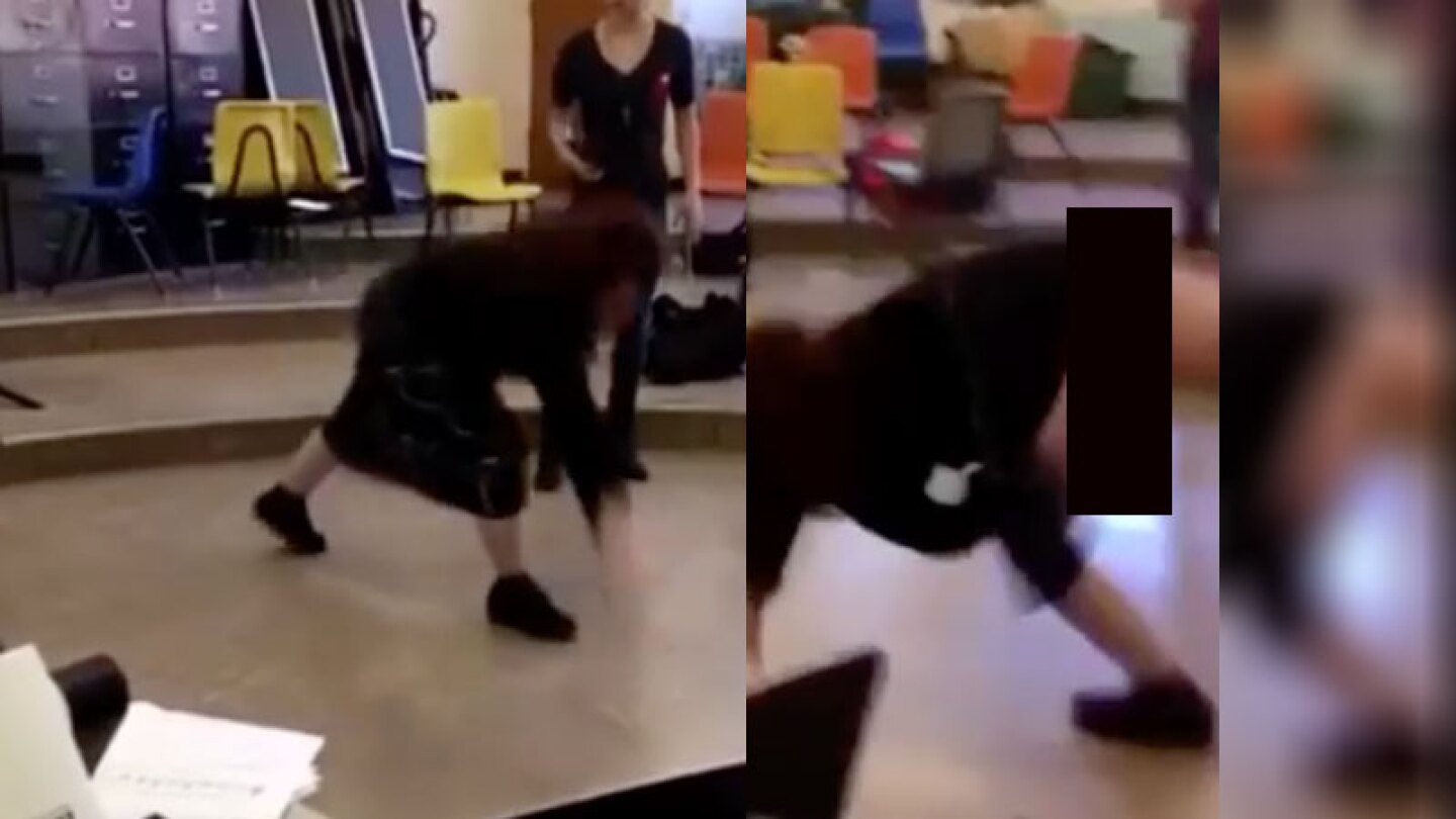 Maestra comete el peor descuido al no ponerse lencería y hacer pirueta.