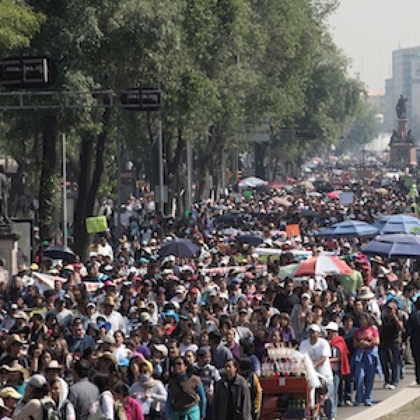 Los manifestantes marcharon de la colonia Tabacalera al Senado de la República.