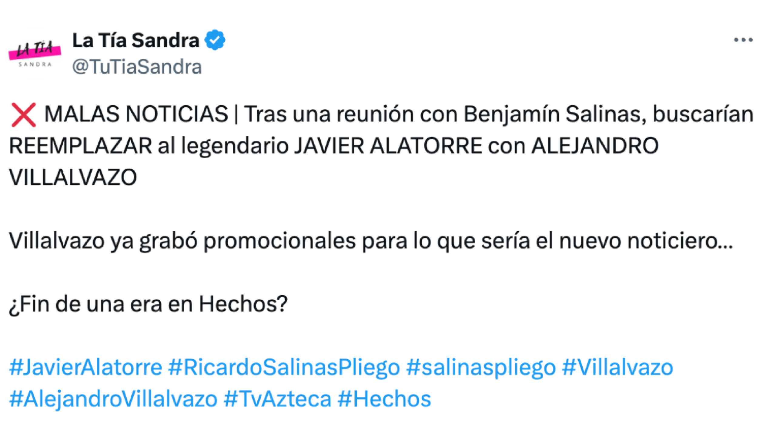 Alatorre ya no sería parte de 'Hechos'