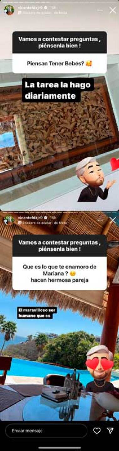 Vicente Fernández Jr revela que hace tarea diariamente con Mariana González para ser padres