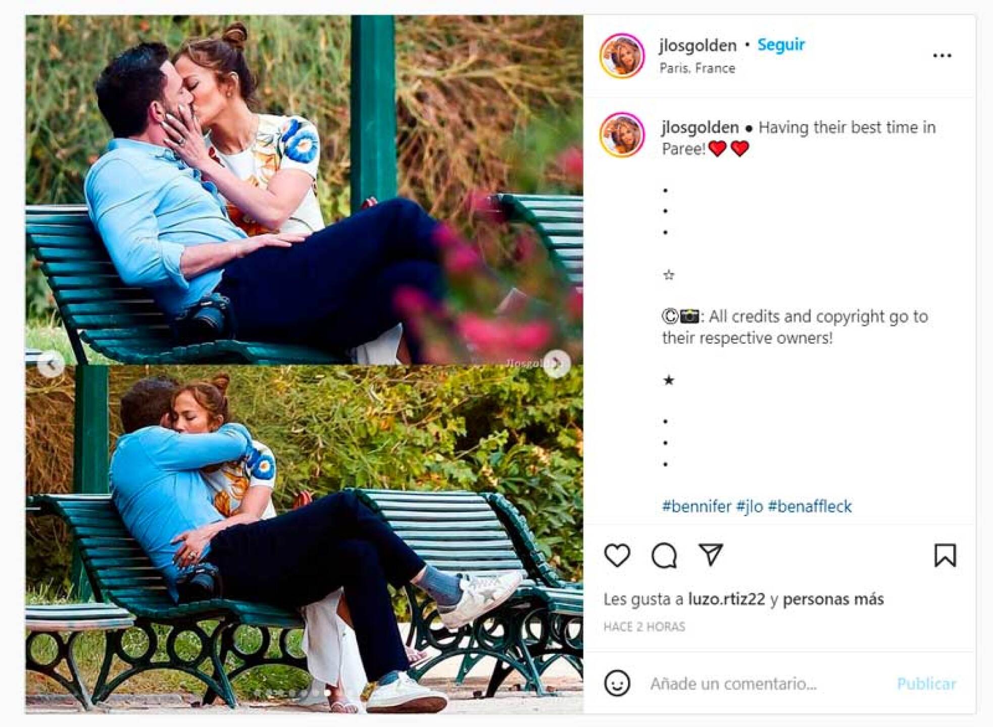 Jennifer Lopez y Ben Affleck ya están de luna miel en París