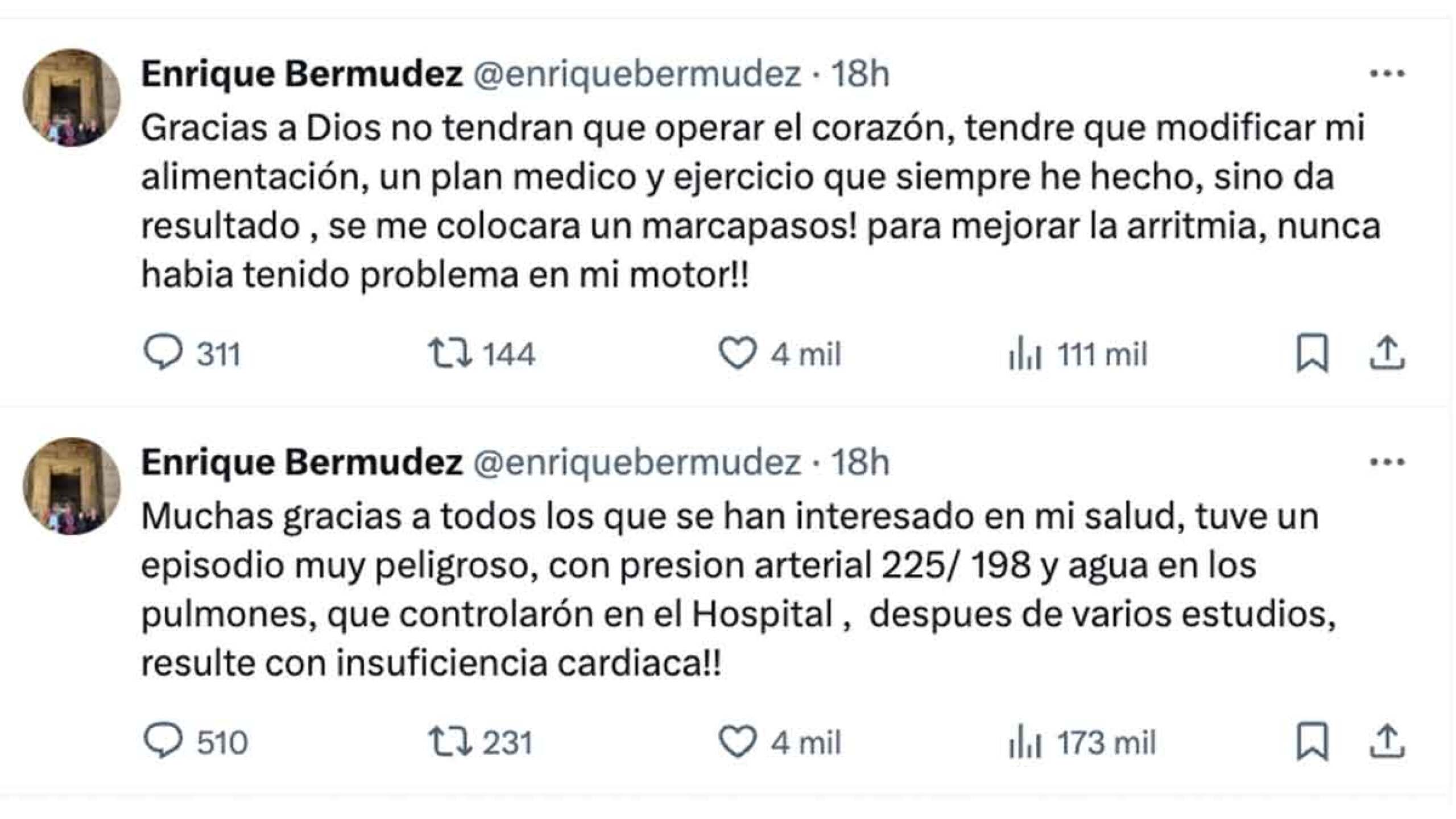 Enrique 'el Perro' Bermúdez mensajes en X