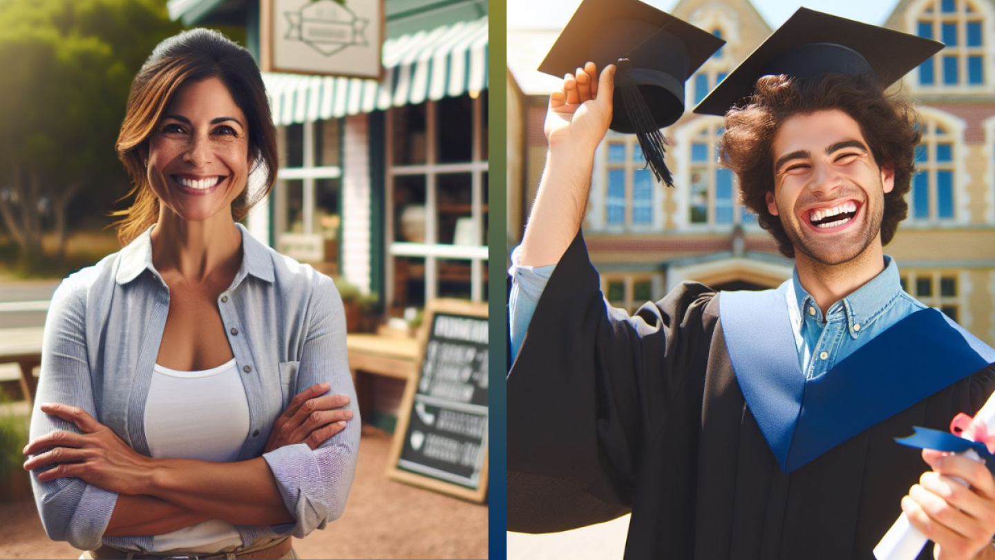 Negocio exitoso y estudiante exitoso