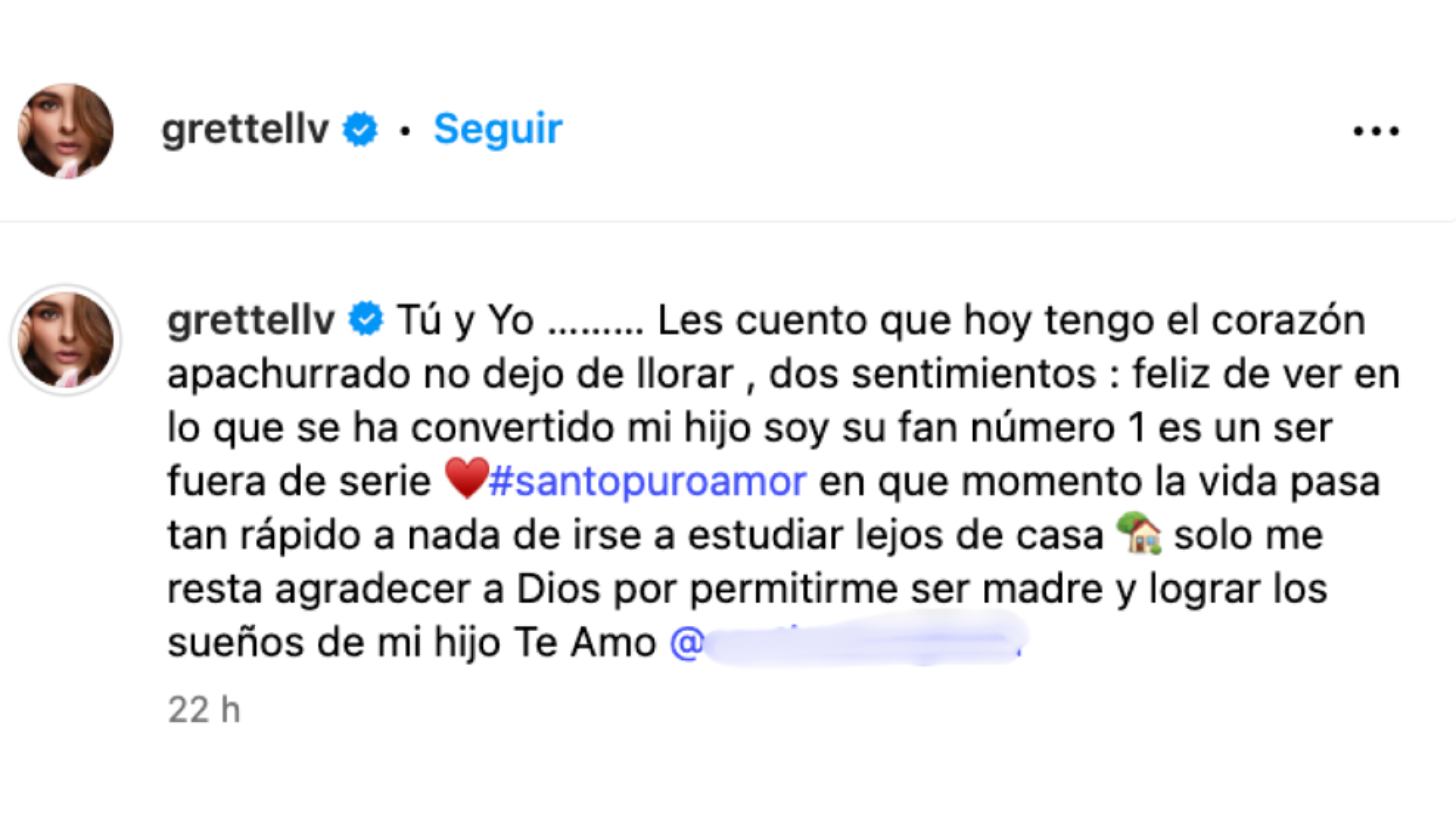 Grettel Valdéz despide a su hijo que se va a estudiar al extranjero