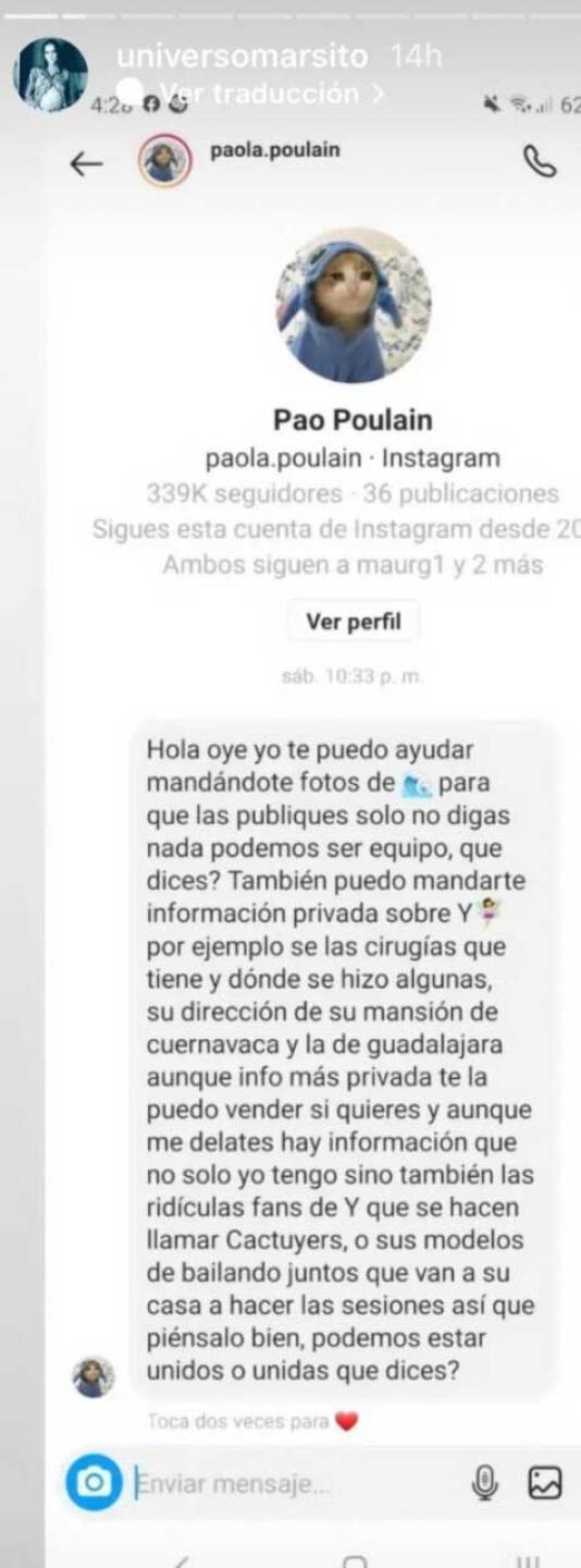 Se habría filtrado un supuesto mensaje de Pao