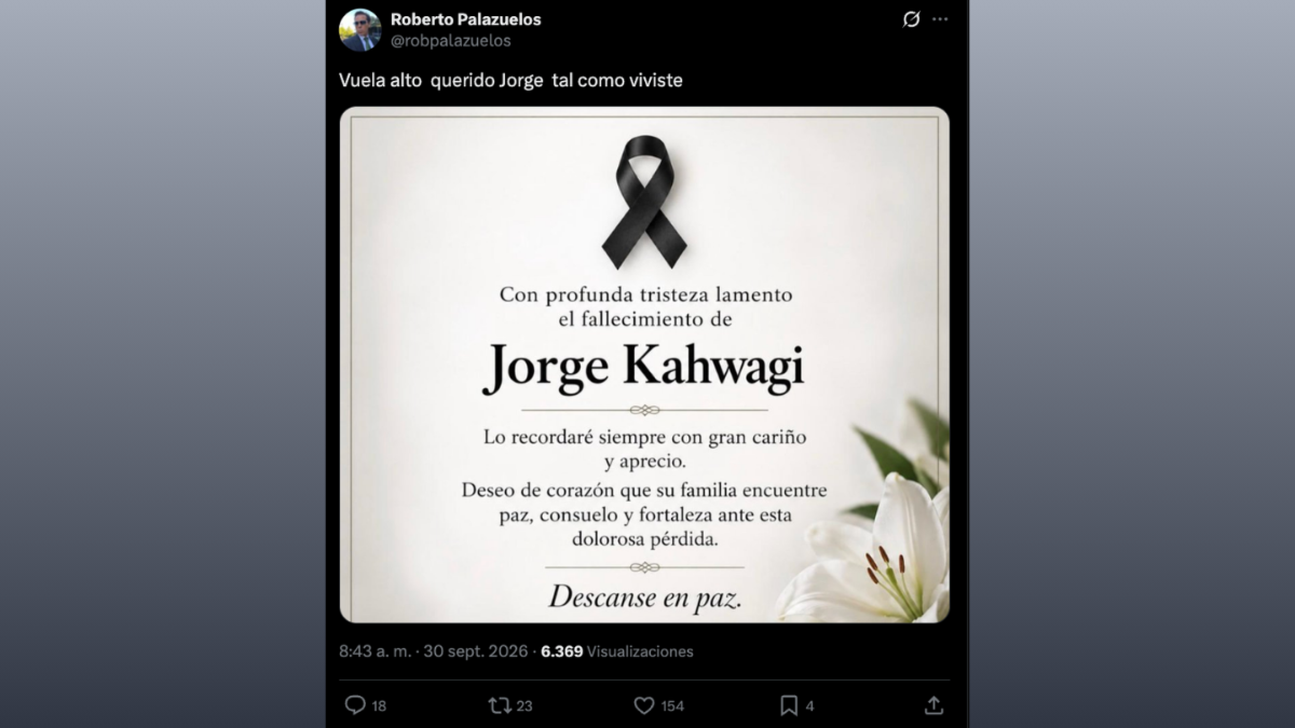 Roberto Palazuelos se despide de Jorge Kahwagi