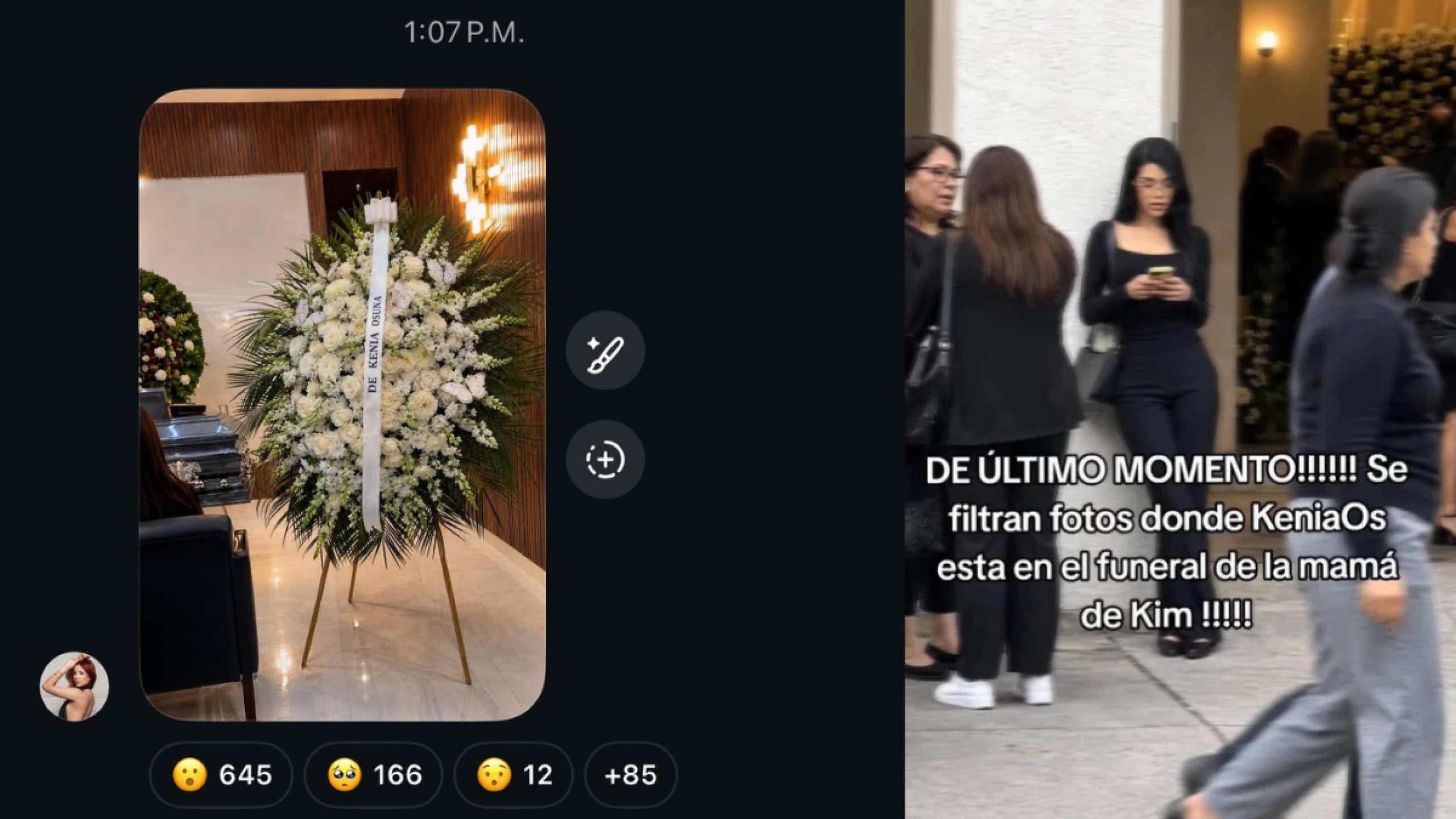 ¿Kenia Os envió flores al funeral de la mamá de Kim