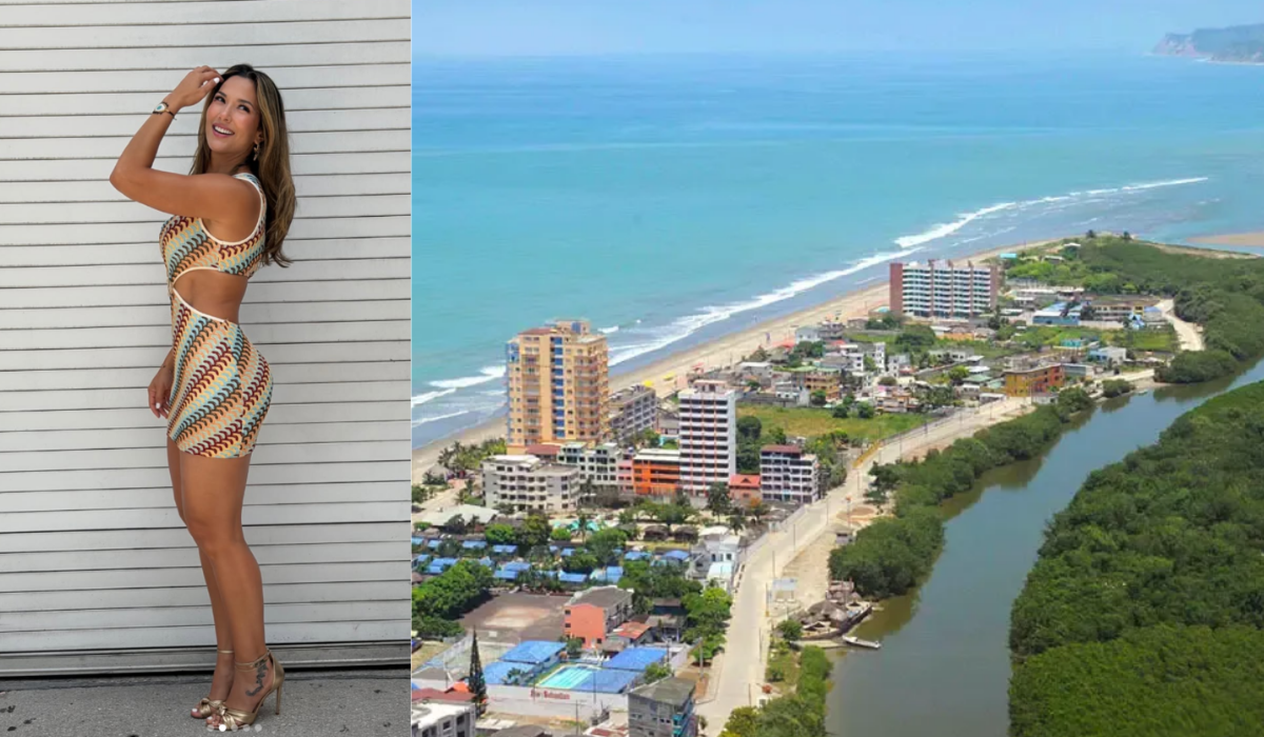 Ale Jaramillo, influencer de Ecuador junto a foto de su natal Esmeraldas