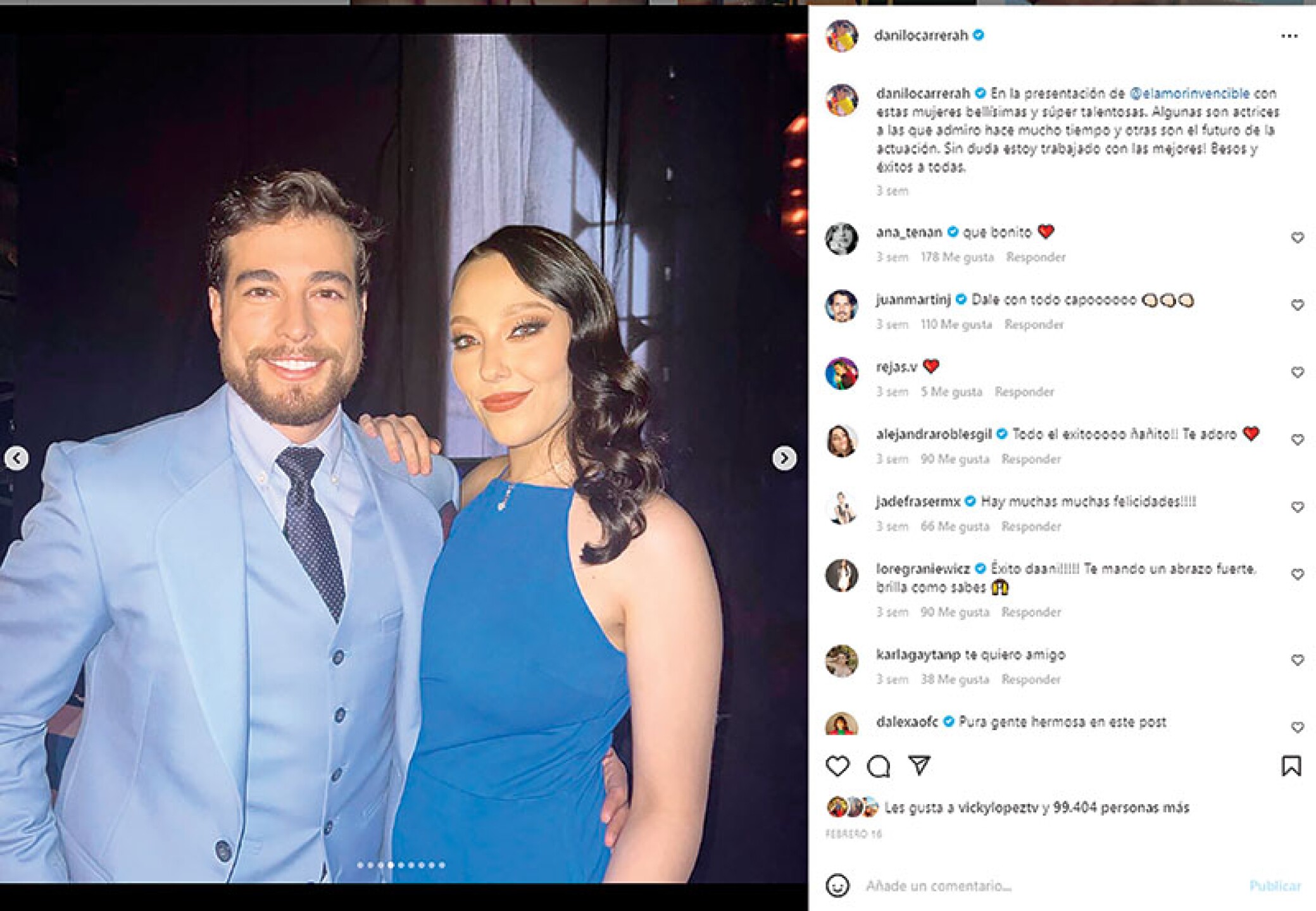 Compartió una publicación de la presentación de la telenovela