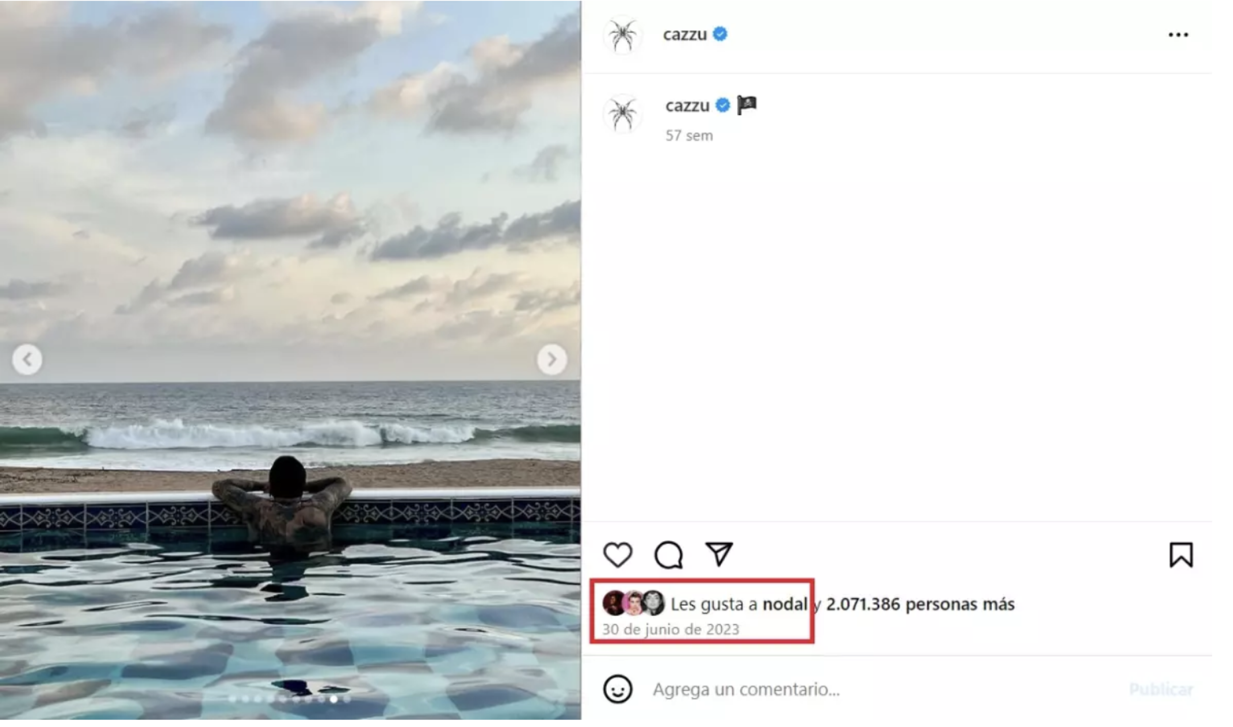 Cazzu foto de Nodal en Instagram