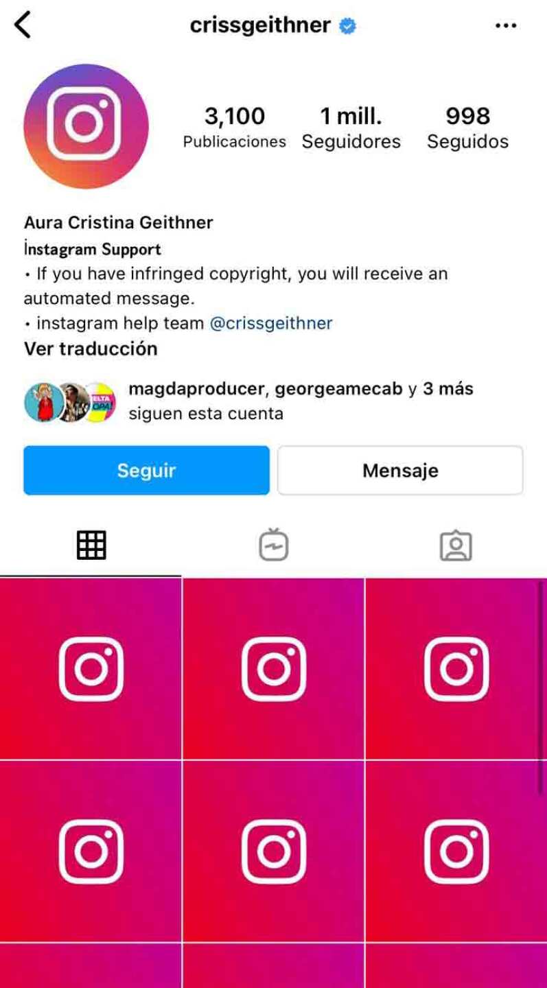 Aurora Cristina no tiene Instagram