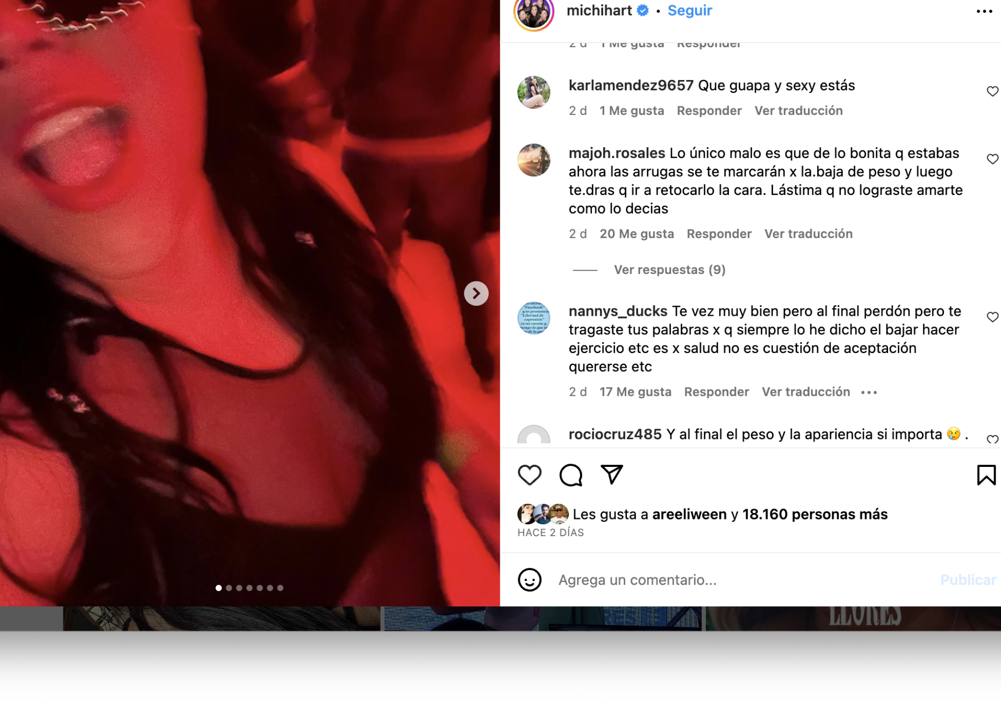 Usuarios critican a Michelle Rodríguez por bajar de peso