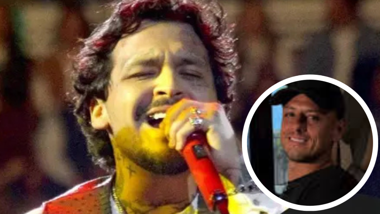 ¿Christian Nodal borracho y burlón? El cantante lanza indirecta a Chicharito en pleno concierto y desata polémica