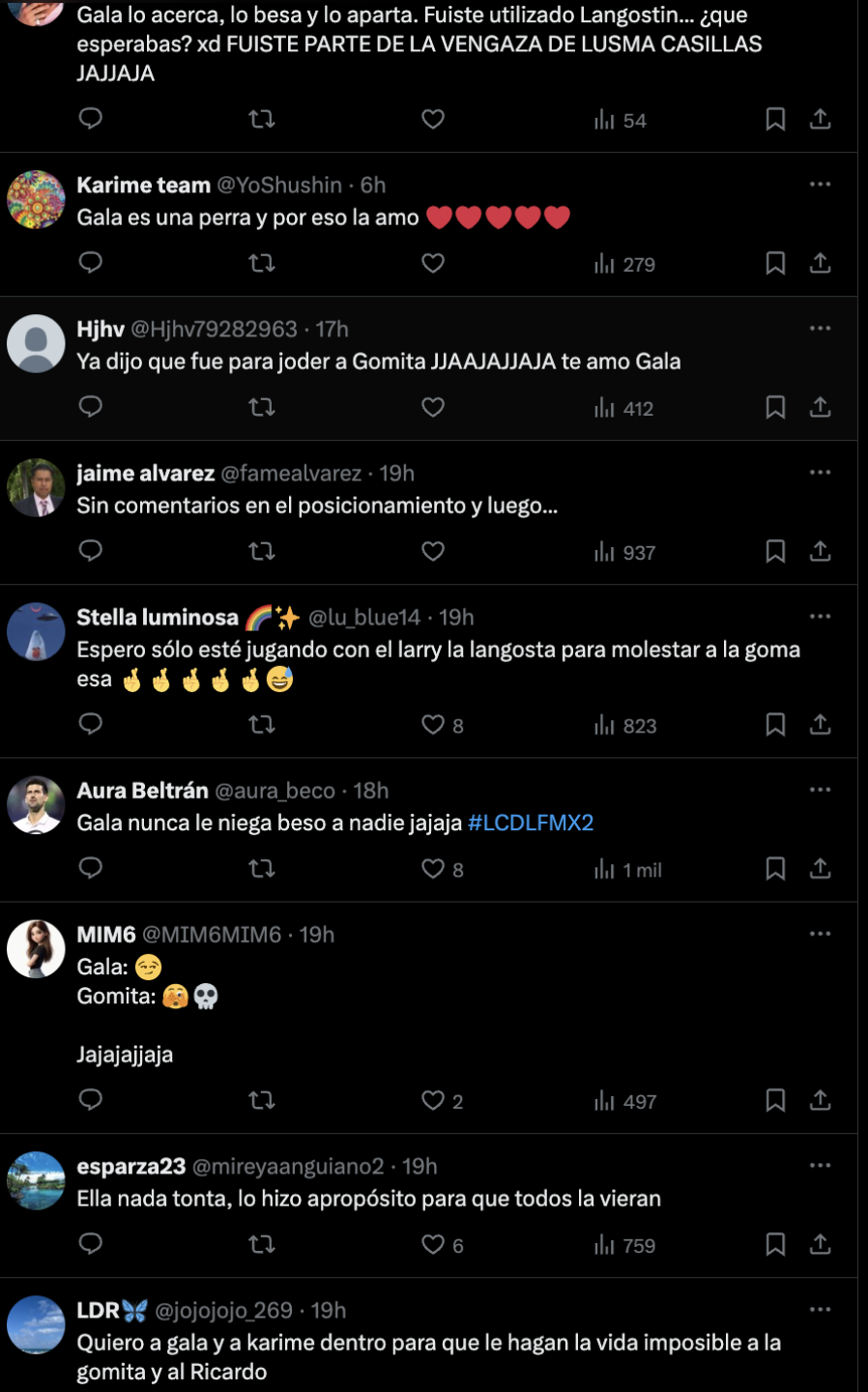 Comentarios en redes sociales