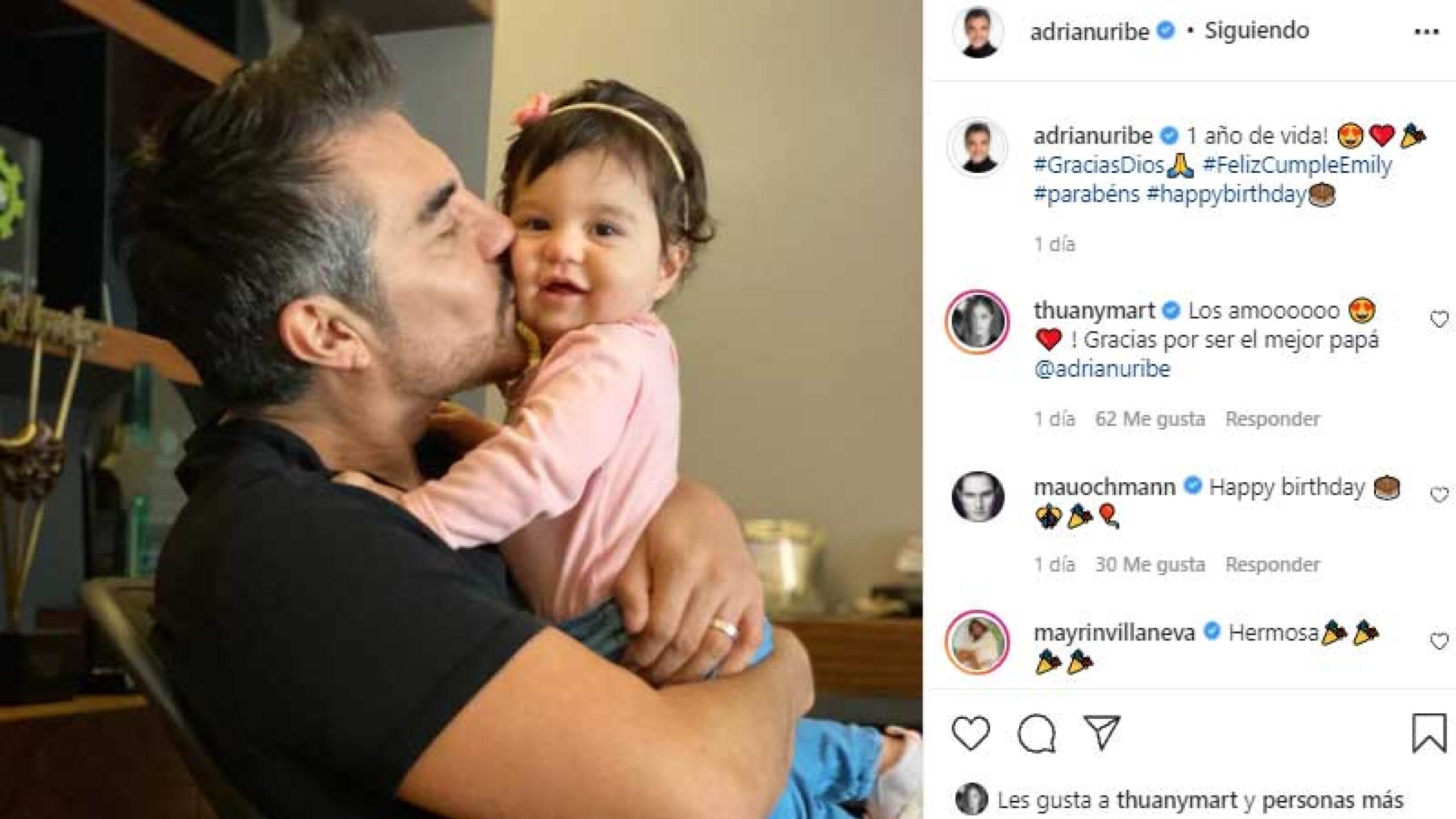 Adrián Uribe felicitó a su hija