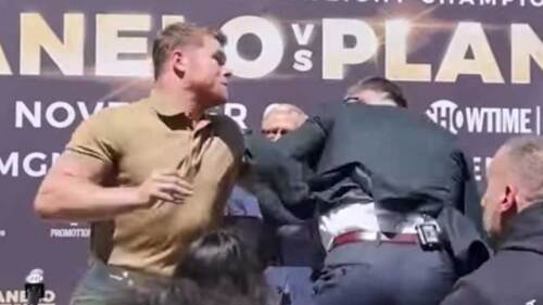 El Canelo habla sobre el golpe que le dio a Plant en conferencia
