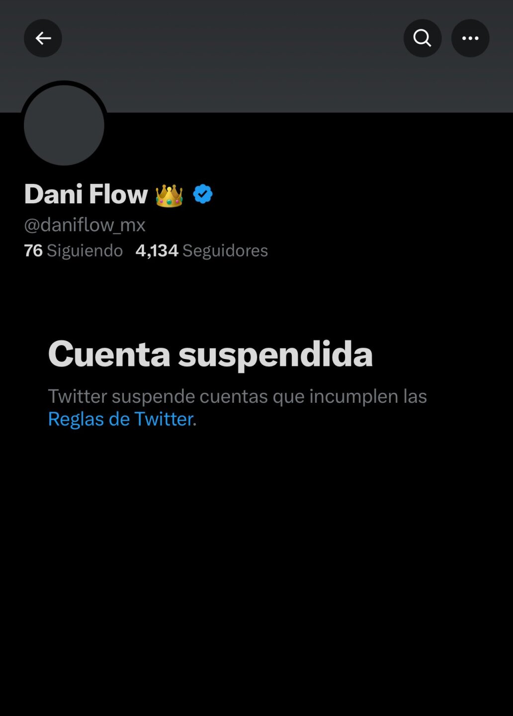 Dani Flow cuenta suspendida