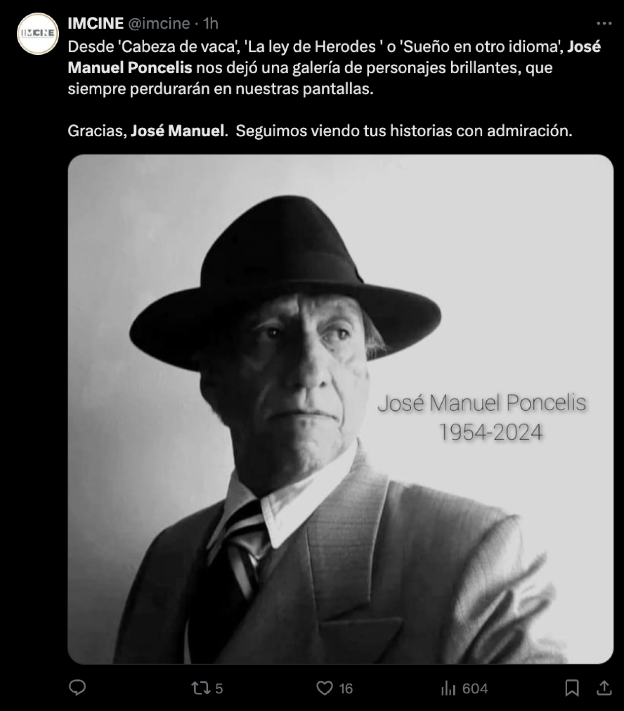 Muere José Manuel Poncelis, actor de ‘Sueño en otro idioma’ y ‘La ley de Herodes’