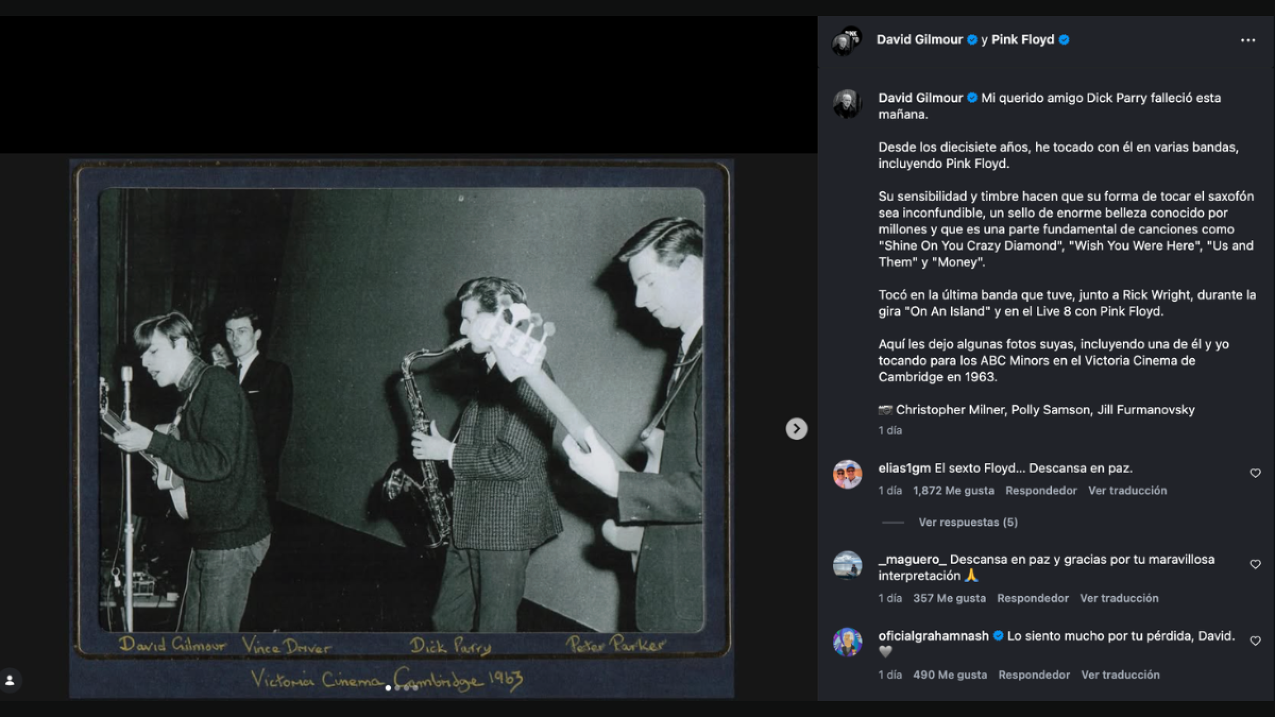David Gilmour se despide de Dick Perry