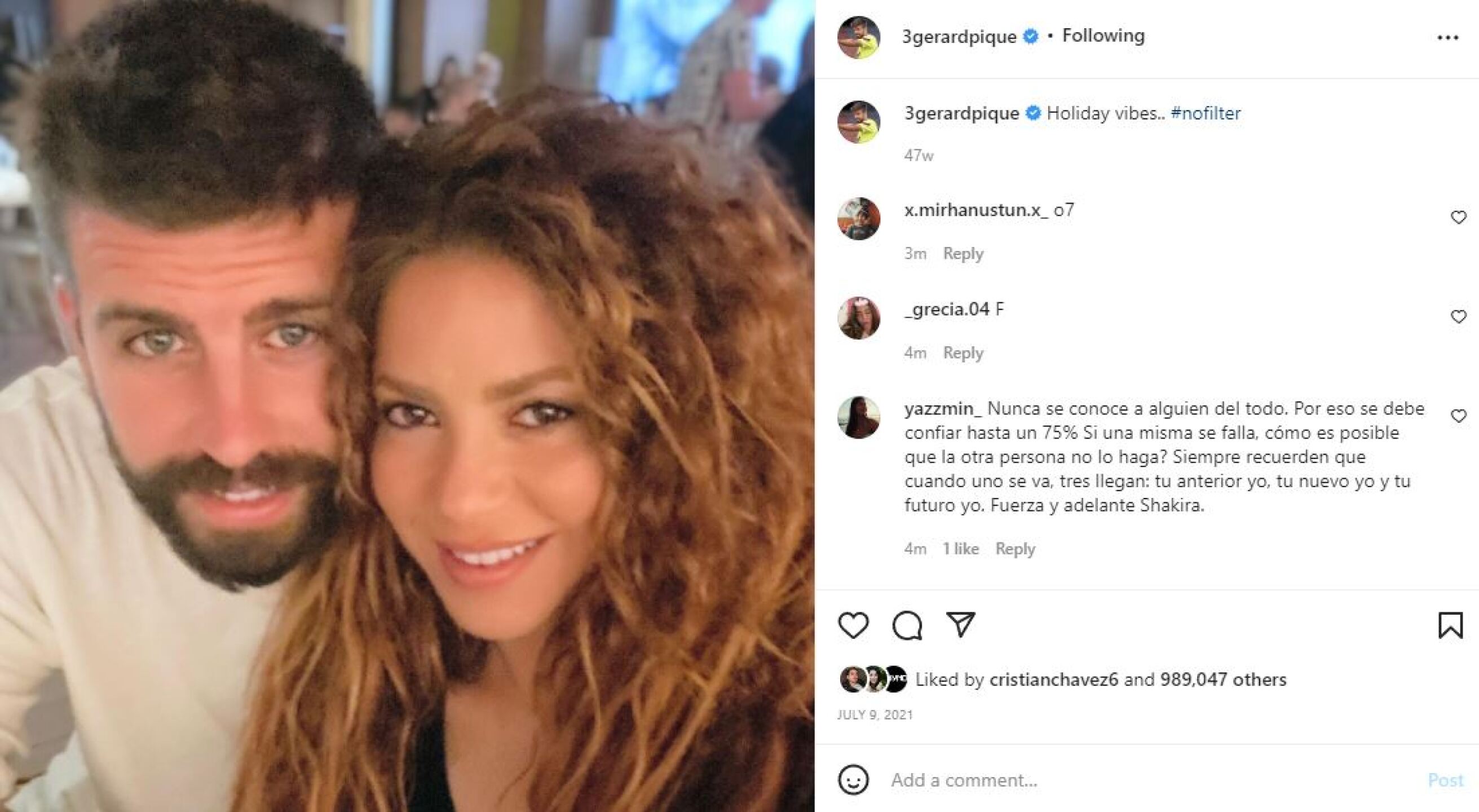 Últimos mensajes de Shakira y Piqué
